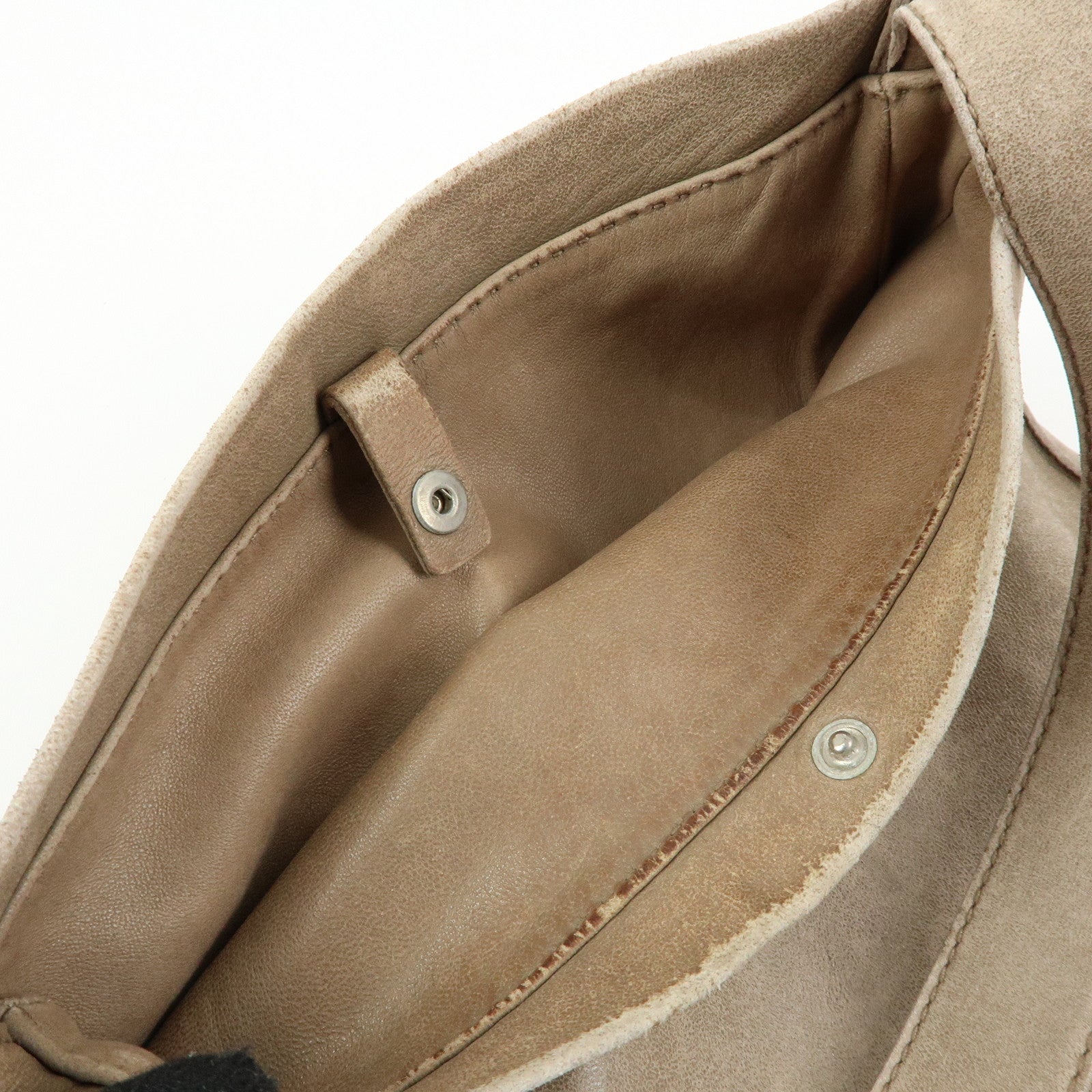HERMES Leather Clou de Selle Shoulder Bag □M Stamped Beige