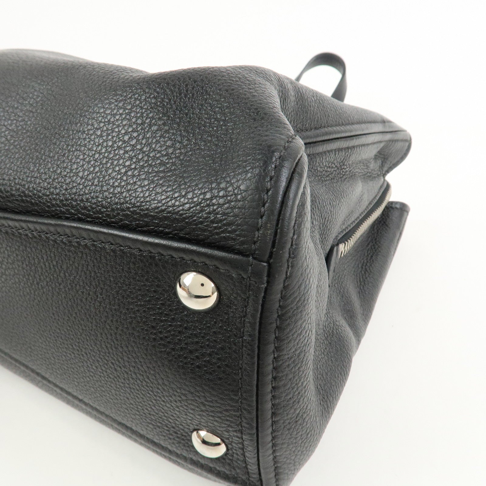 MIU MIU Logo Leather 2Way Shoulder Bag Hand Bag Black RR2014