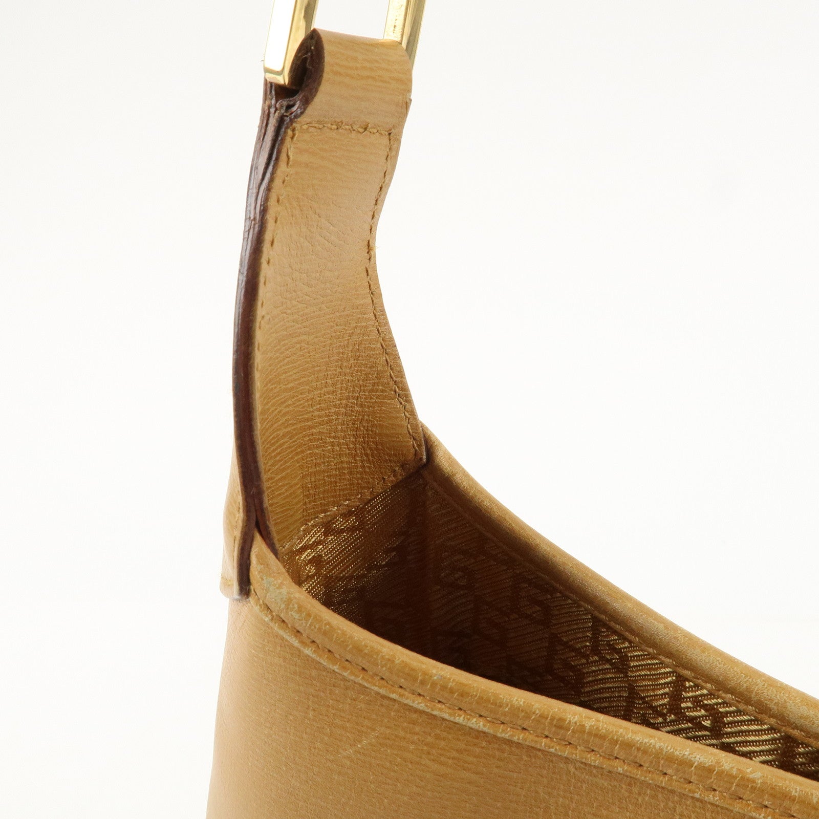 GUCCI Bamboo Leather Shoulder Bag Hand Bag Beige 001.4060.002058 Used