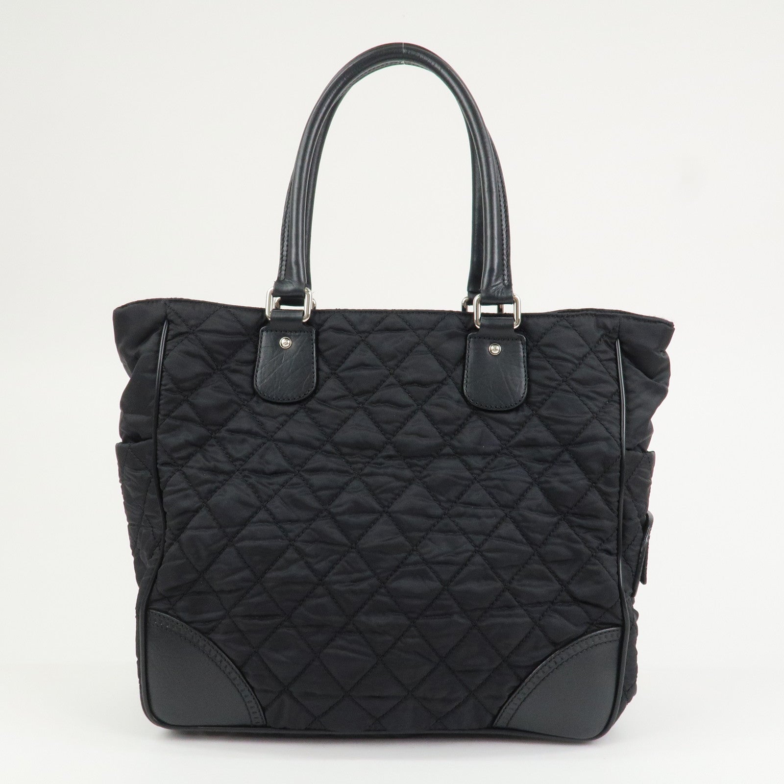 CHANEL Paris New York COCO Mark Nylon Leather Tote Bag Black A33100