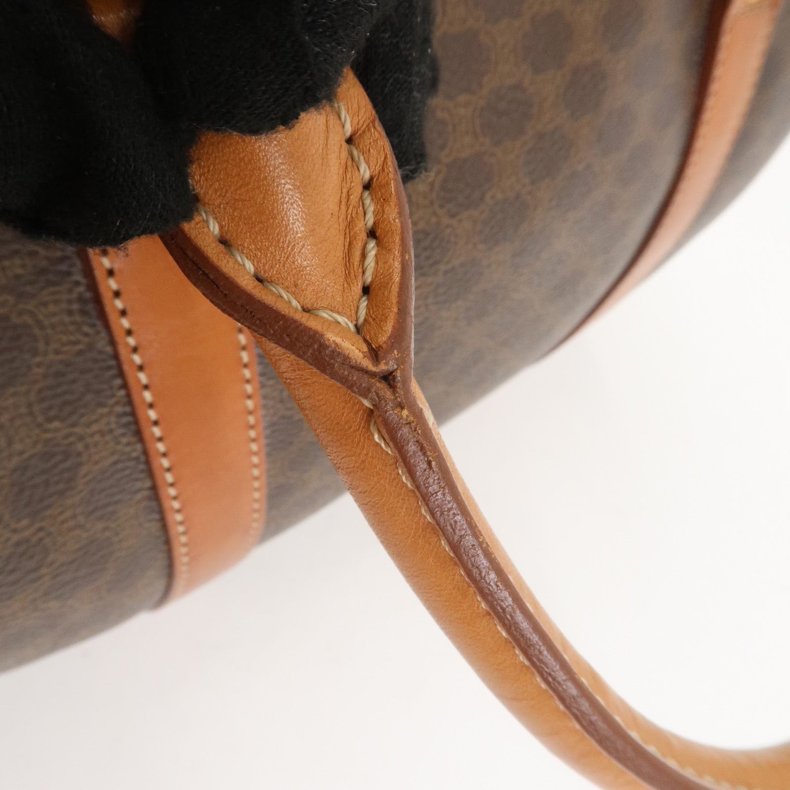 CELINE Macadam PVC Leather Boston Bag Hand Bag Brown