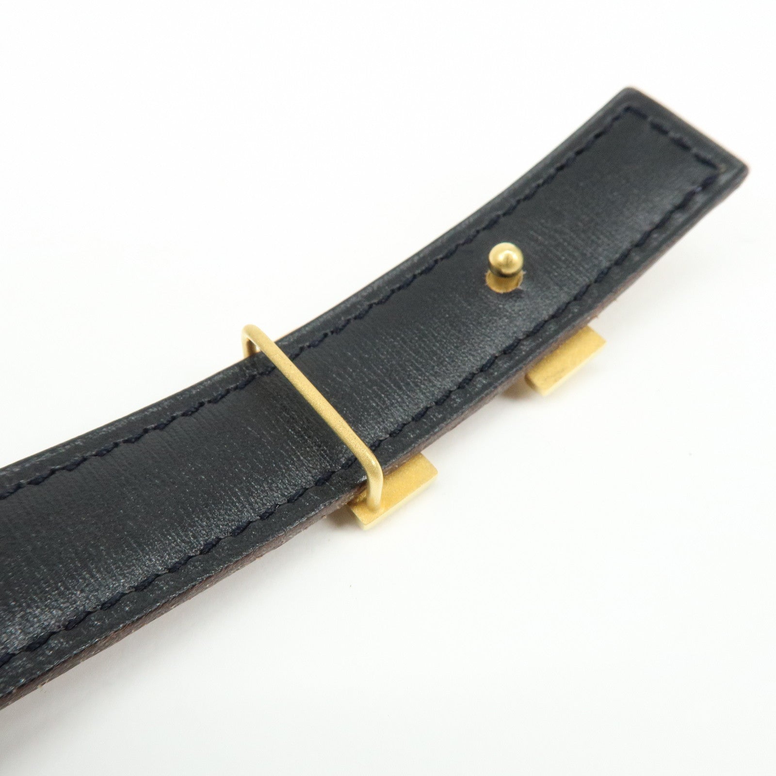 HERMES H Buckle □F Stamped Reversible Constance Belt 80 Black