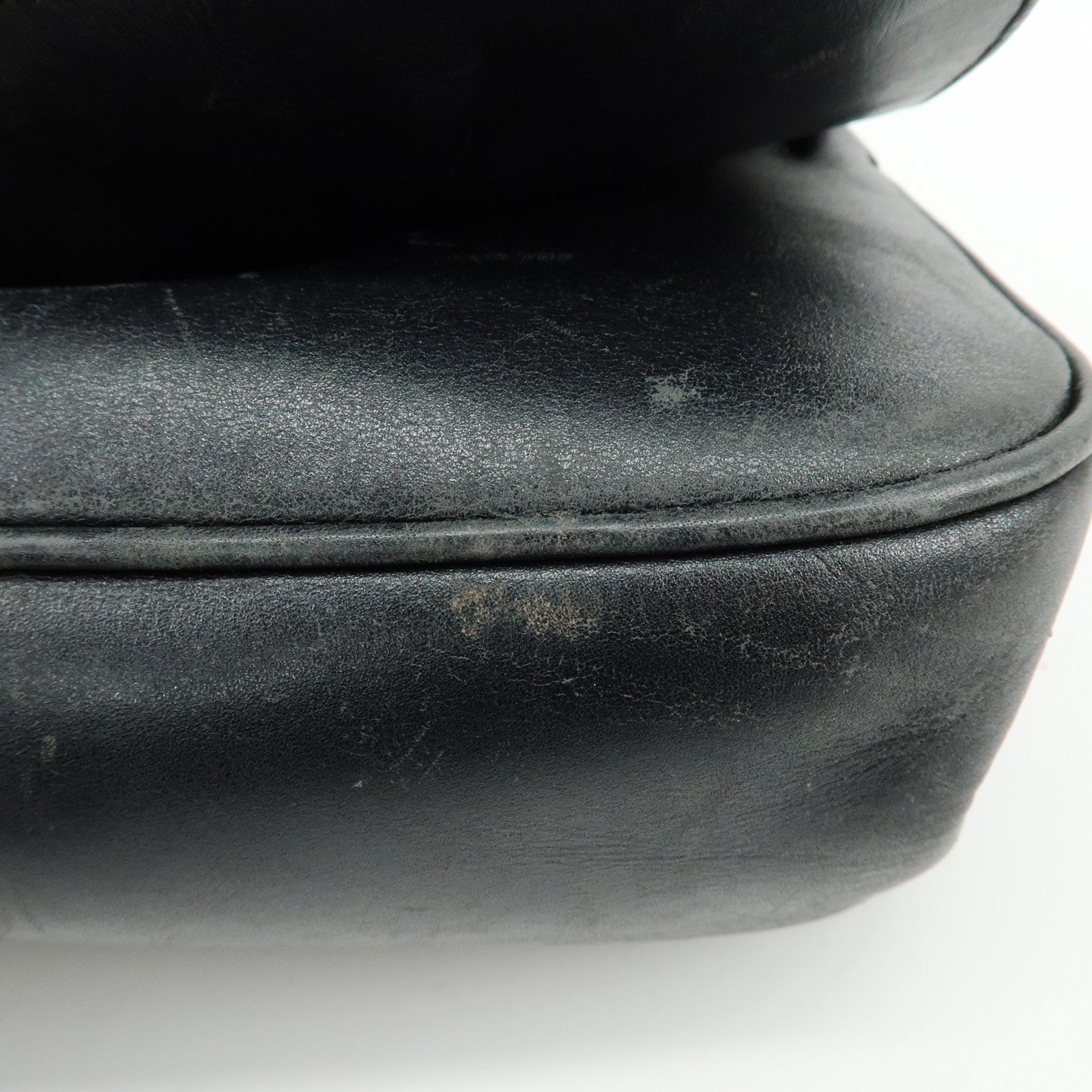 PRADA Leather Shoulder Bag Hand Bag Black