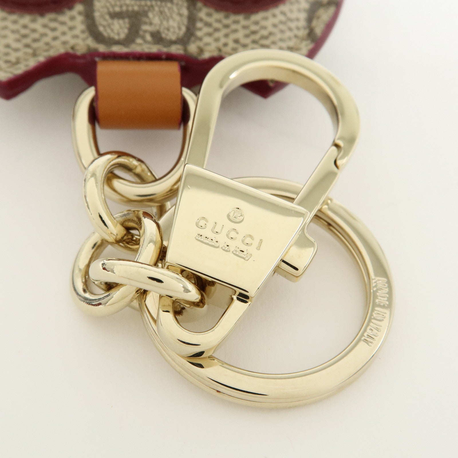 GUCCI GG Supreme Canvas Leather Bag Key Charm Owl Beige 821813
