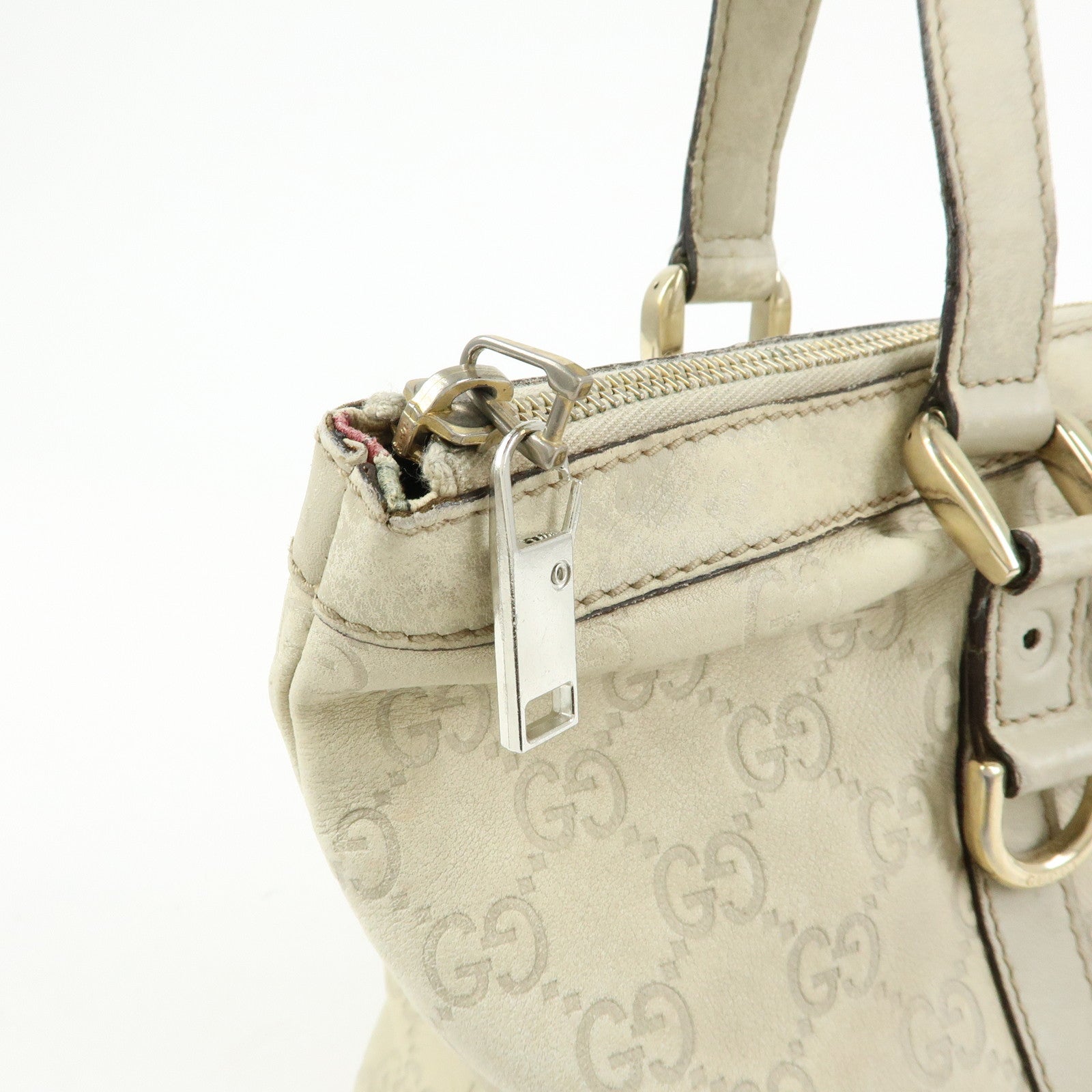 GUCCI Abbey GG Canvas Tote Bag Shoulder Bag White 141470
