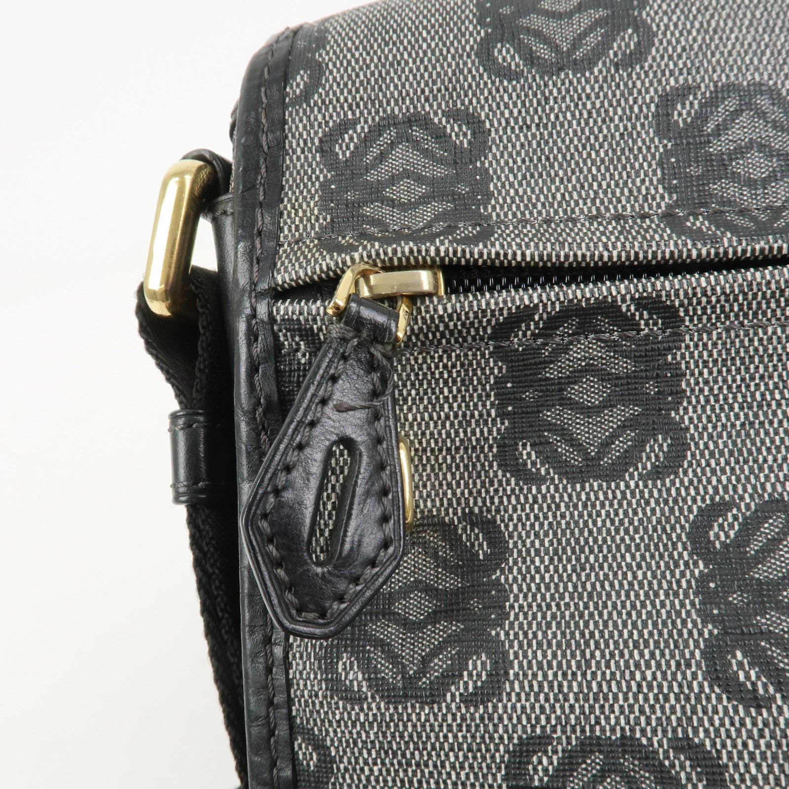 LOEWE Repeat Anagram PVC Leather Shoulder Bag Crossbody Bag Black