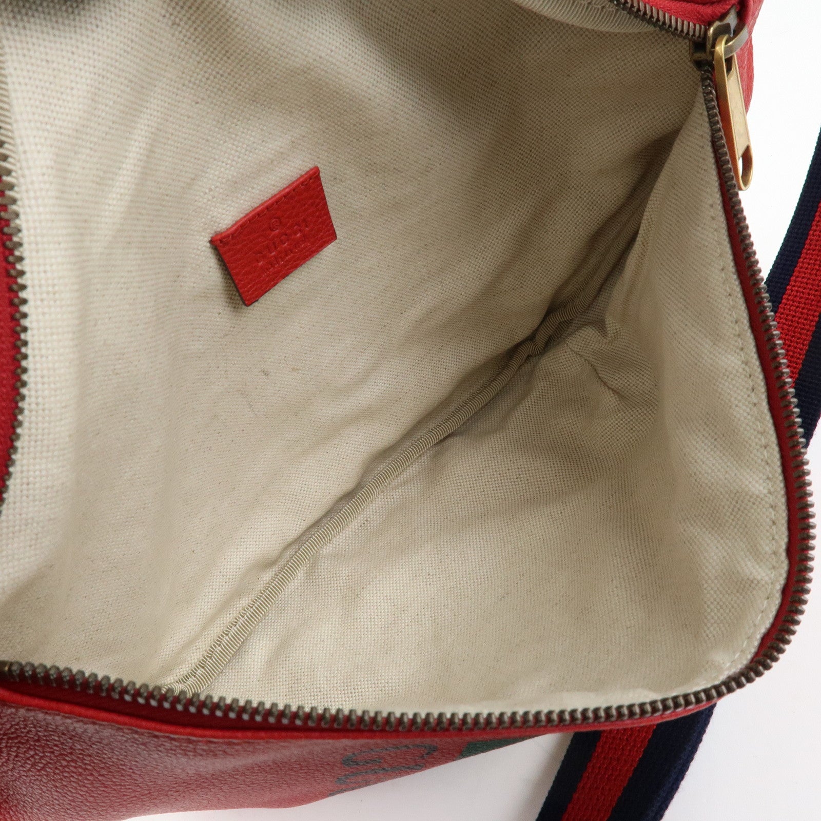 GUCCI Sherry Leather Waist Bag Crossbody Bag Red 530412