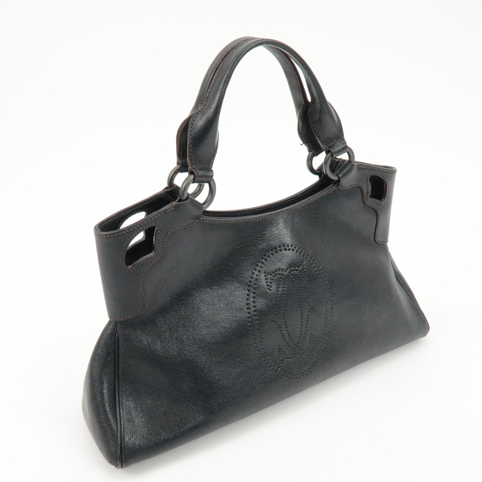 Cartier Must Line Leather Marcello Hand Bag Black Used