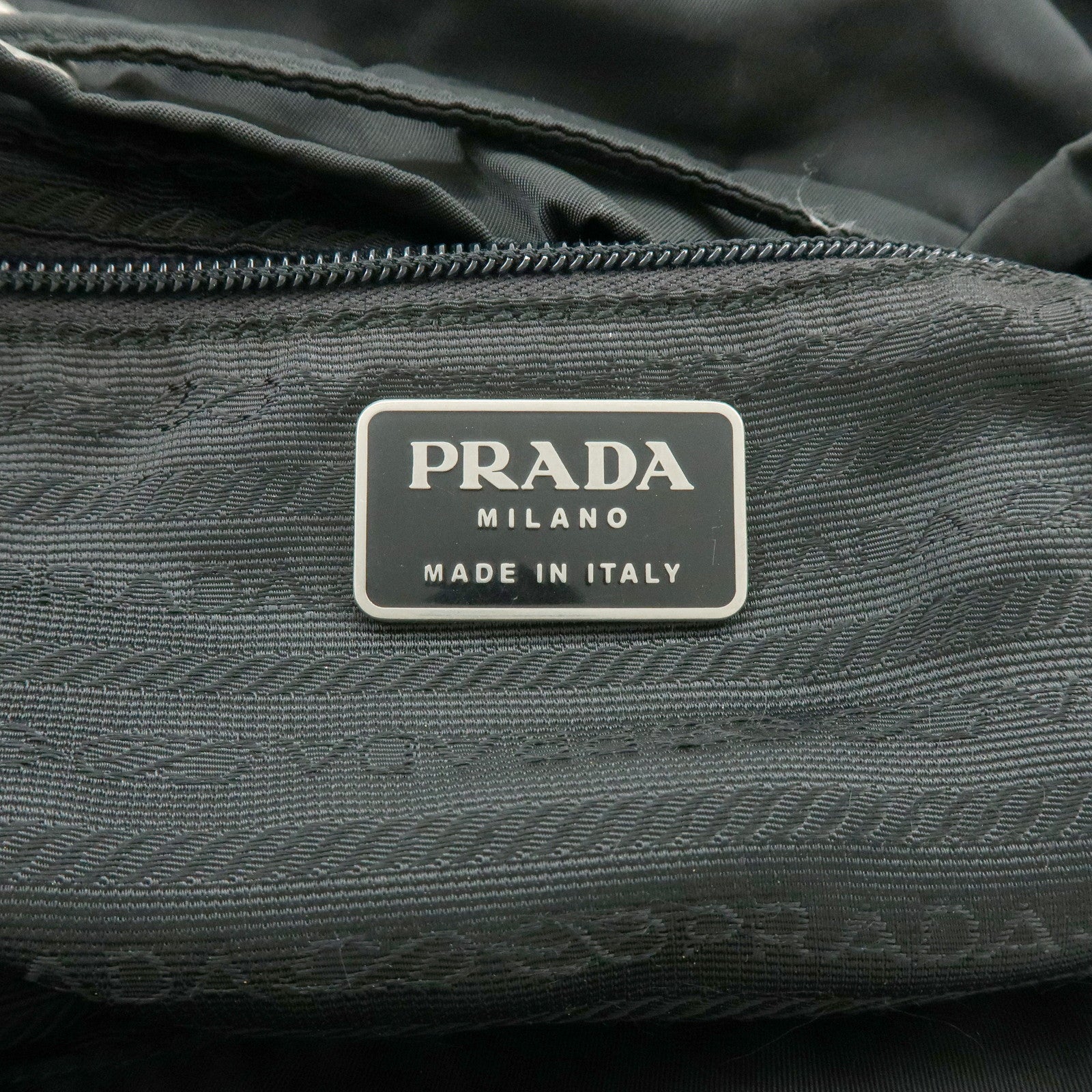 PRADA Triangle Logo Nylon Leather Backpack Rucksuck Black