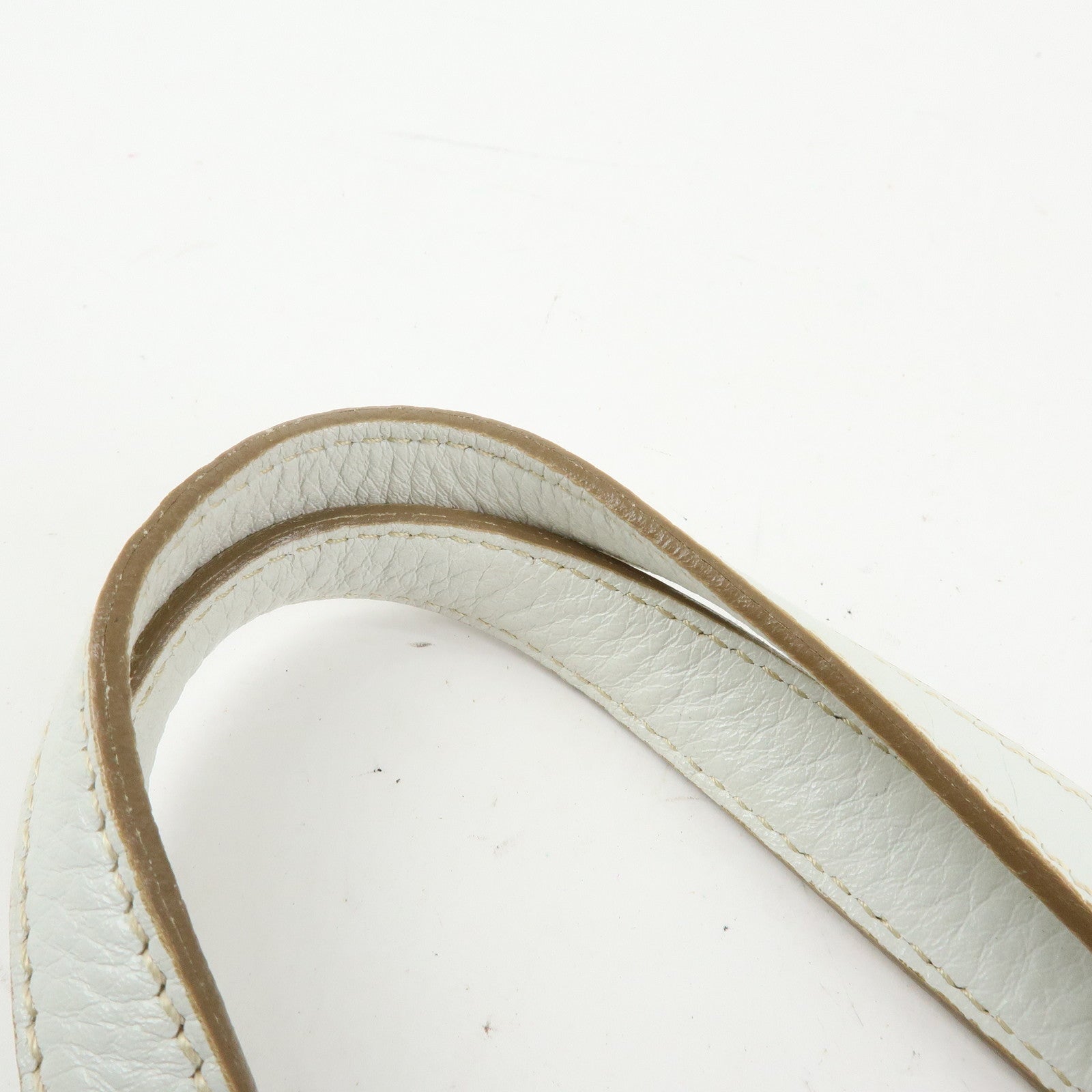 Ferragamo Logo Leather Tote Bag Hand Bag Shoulder Bag White