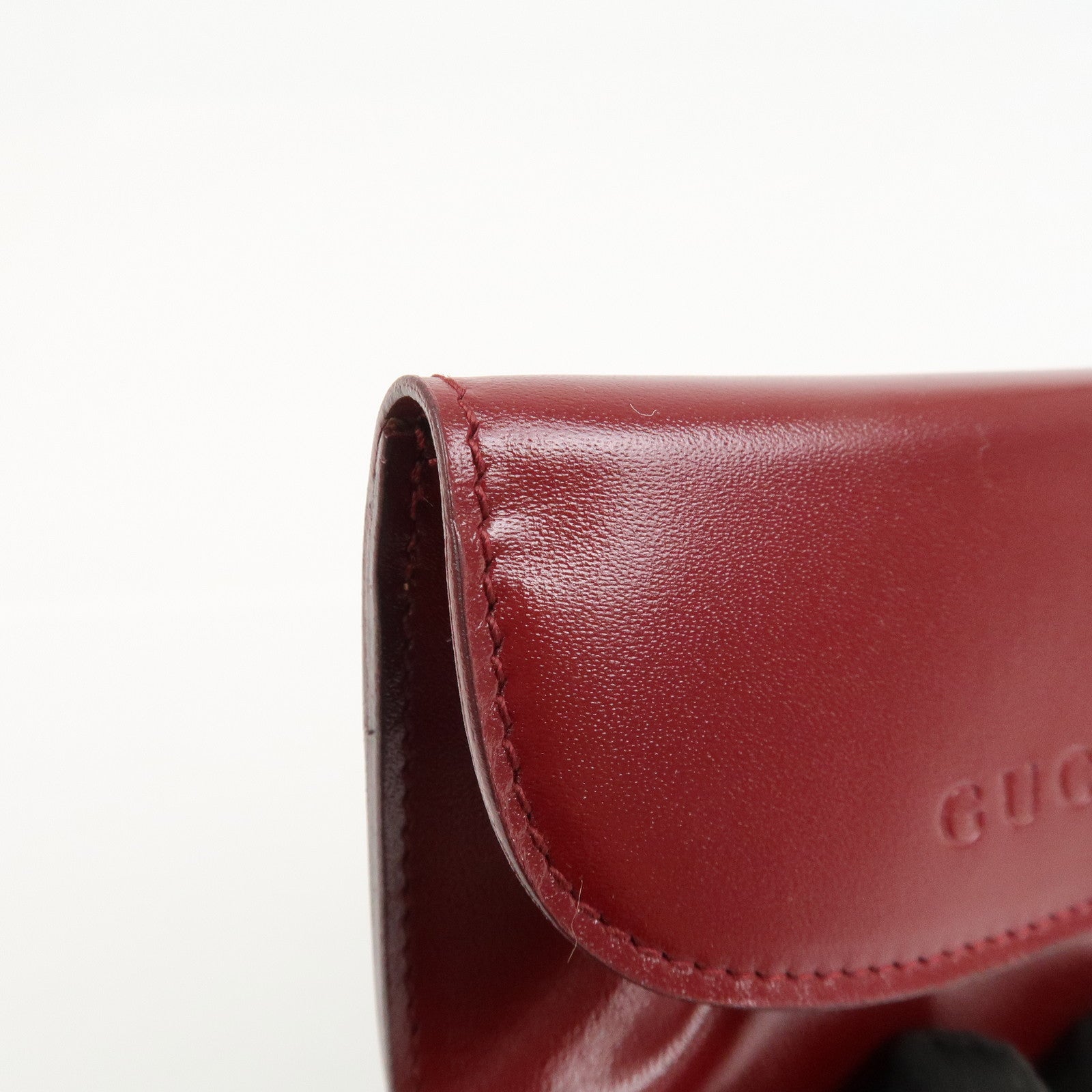 GUCCI Logo Leather Coin Case Coin Purse Red 030.2091