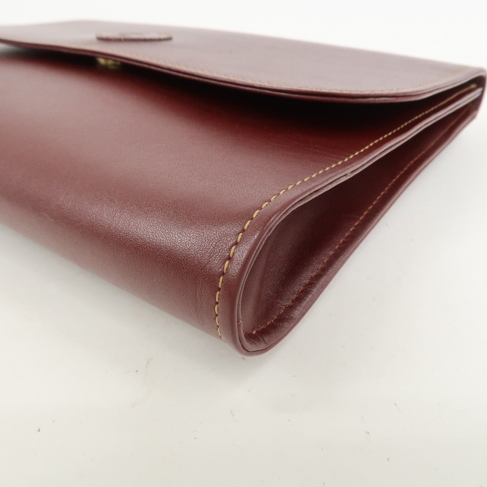 Cartier Logo Leather Clutch Bag Bordeaux
