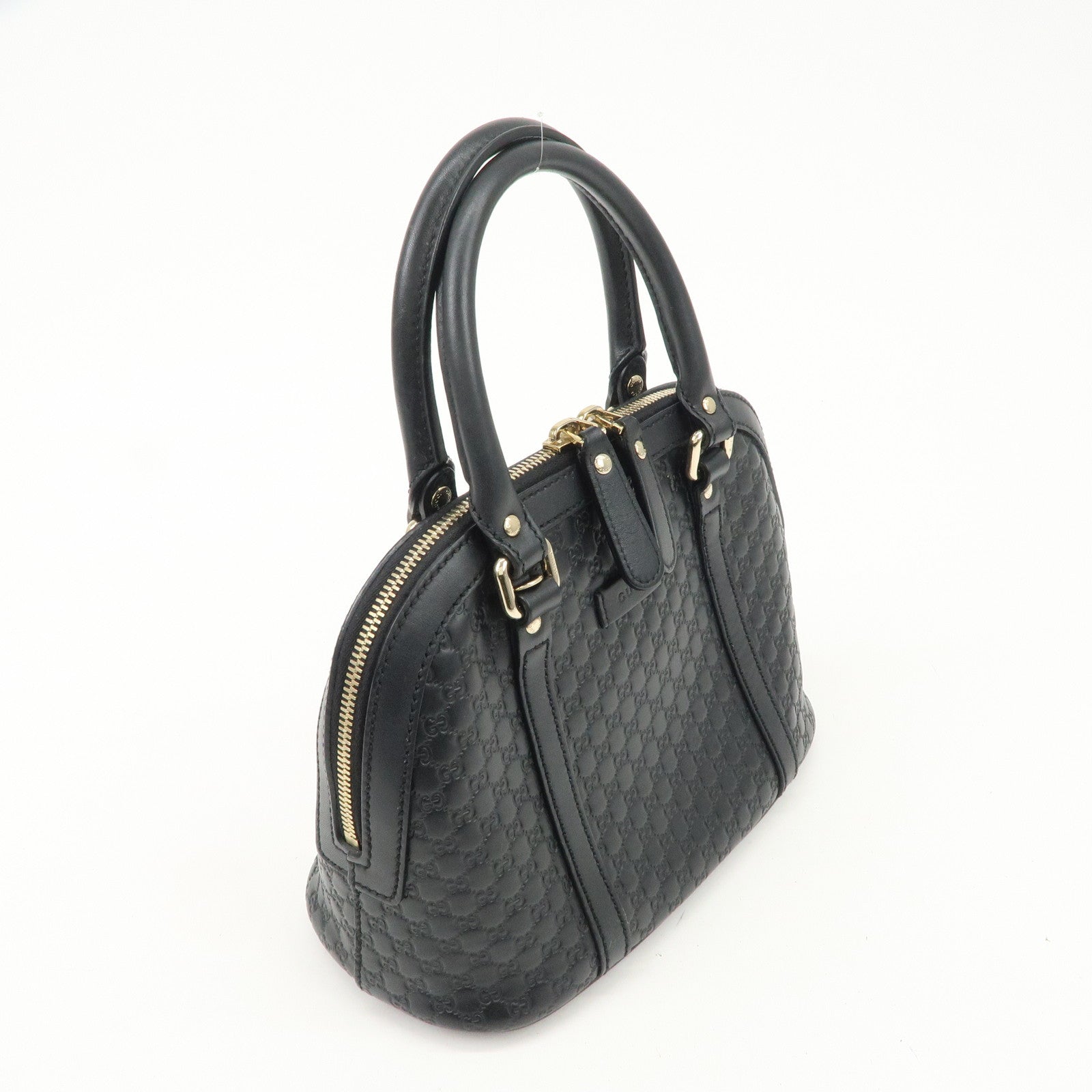 GUCCI Micro Guccissima Leather 2 Way Hand Bag Black 449654 Used