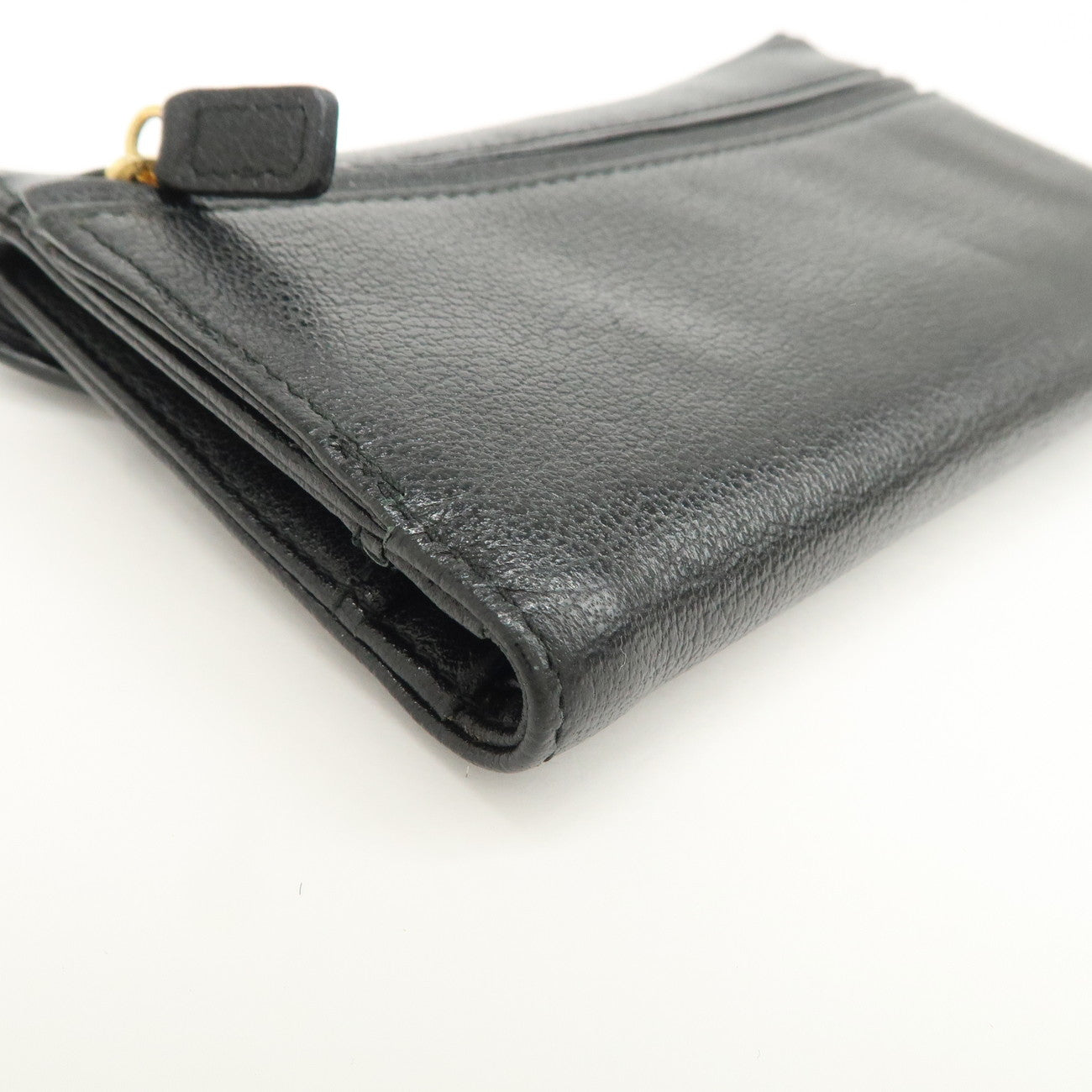 Christian Dior Leather Saddle Long Wallet Black Gold