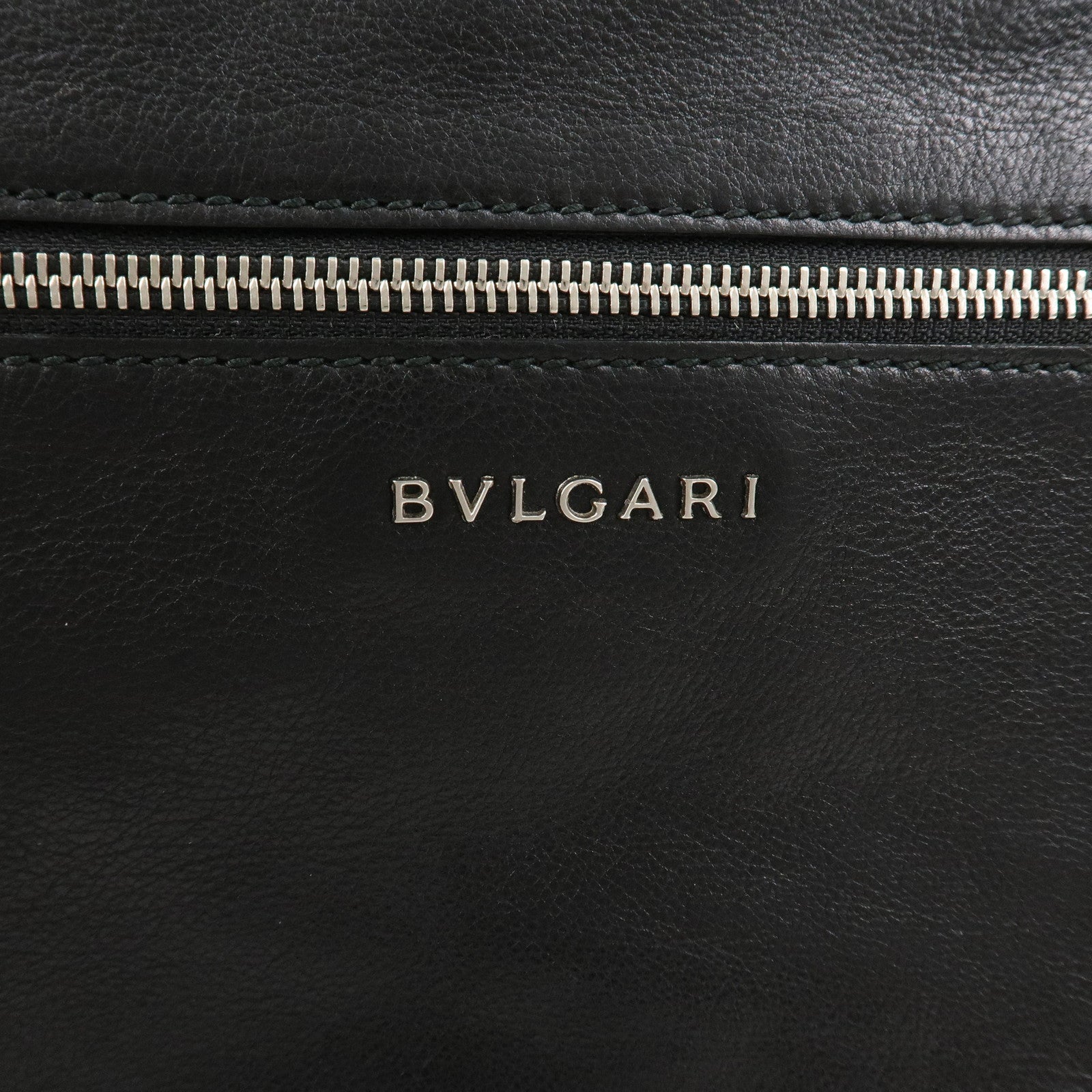 BVLGARI Logo Leather Clutch Bag Black