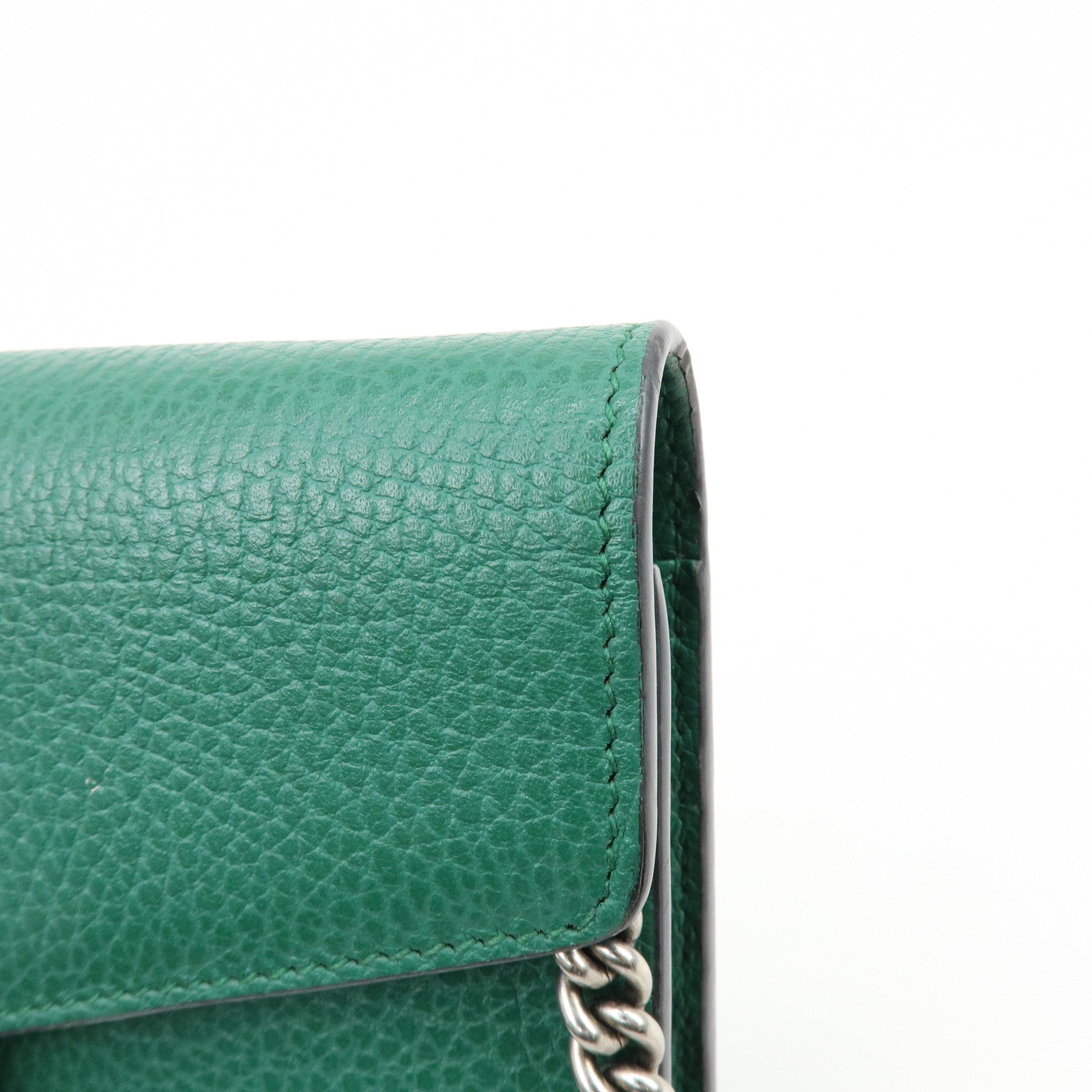 GUCCI Dionysus Leather Chain Shoulder Bag Wallet Green 401231