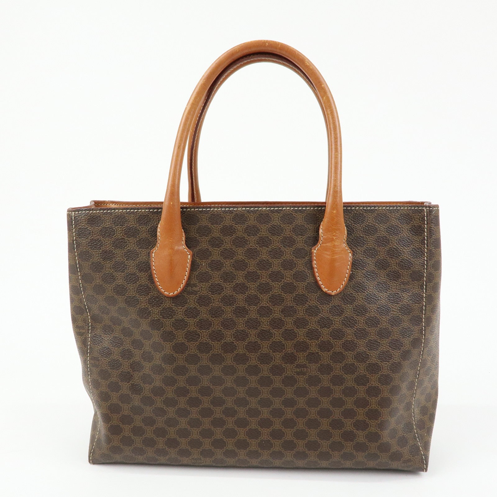 CELINE Macadam PVC Leather Tote Bag Hand Bag Brown
