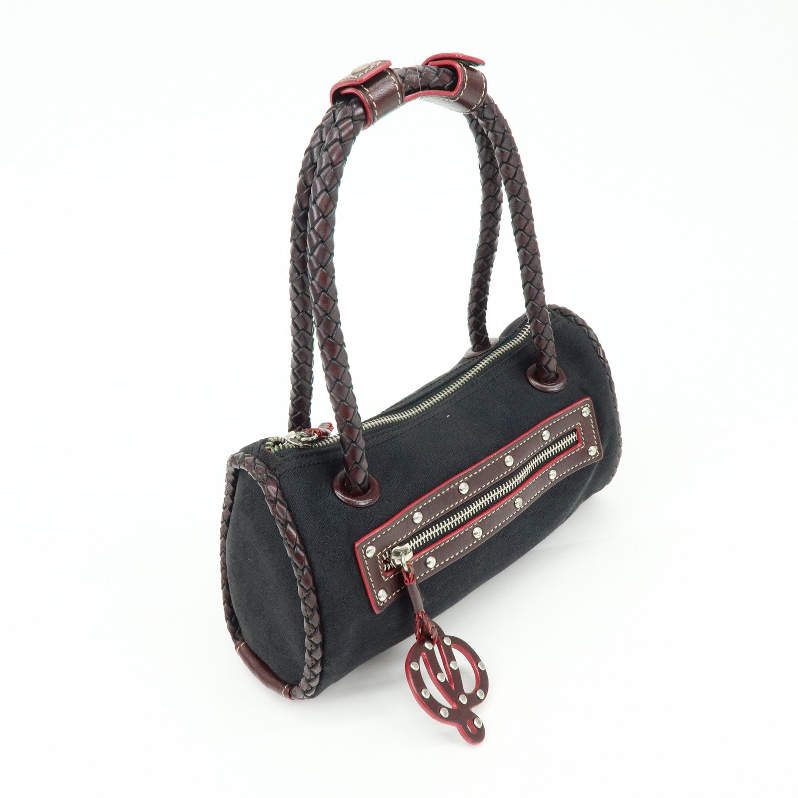 LOEWE Anagram Leather Mini Hand Bag Black Dark Brown