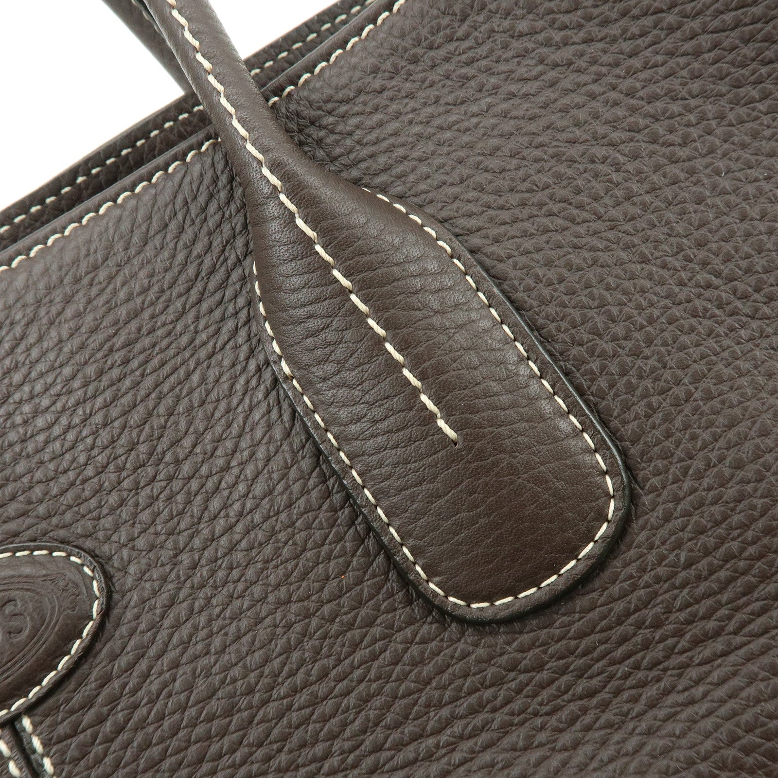 TOD'S Logo Leather Tote Bag Shoulder Bag Brown