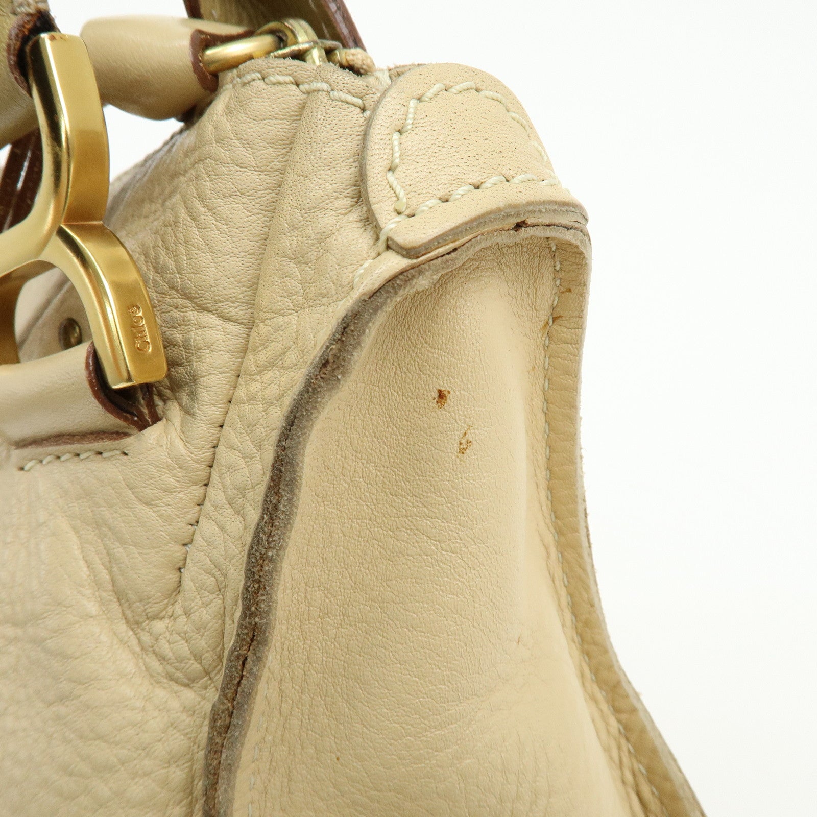 Chloe Mercy Leather Shoulder Bag Hand Bag Beige