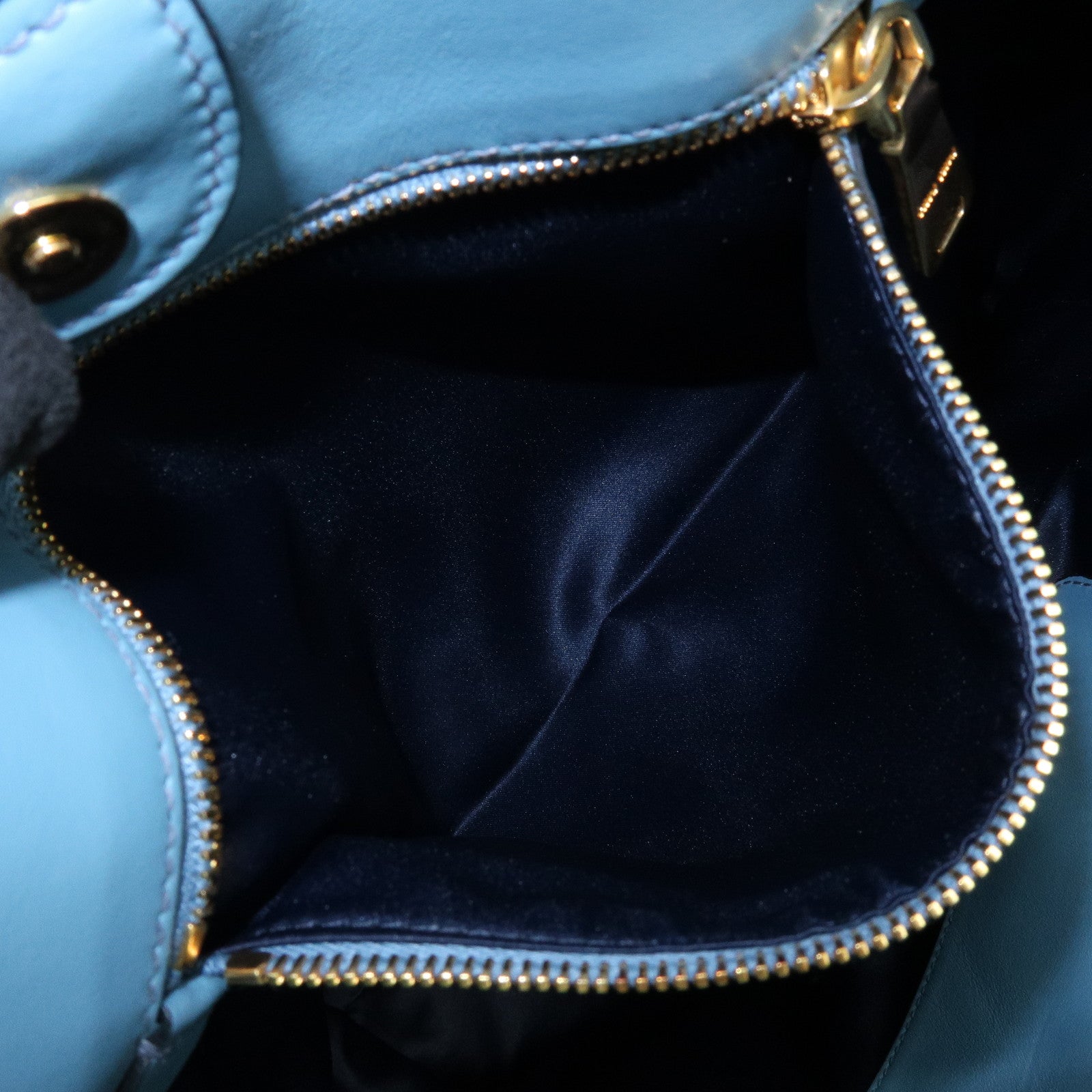 MIU MIU Soft Calf Leather Tote Bag Shoulder Hand Bag Blue R1914S