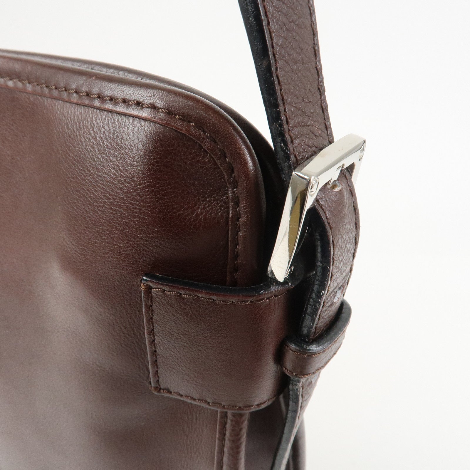 LOEWE Anagram Logo Leather Shoulder Bag Crossbody Bag Brown