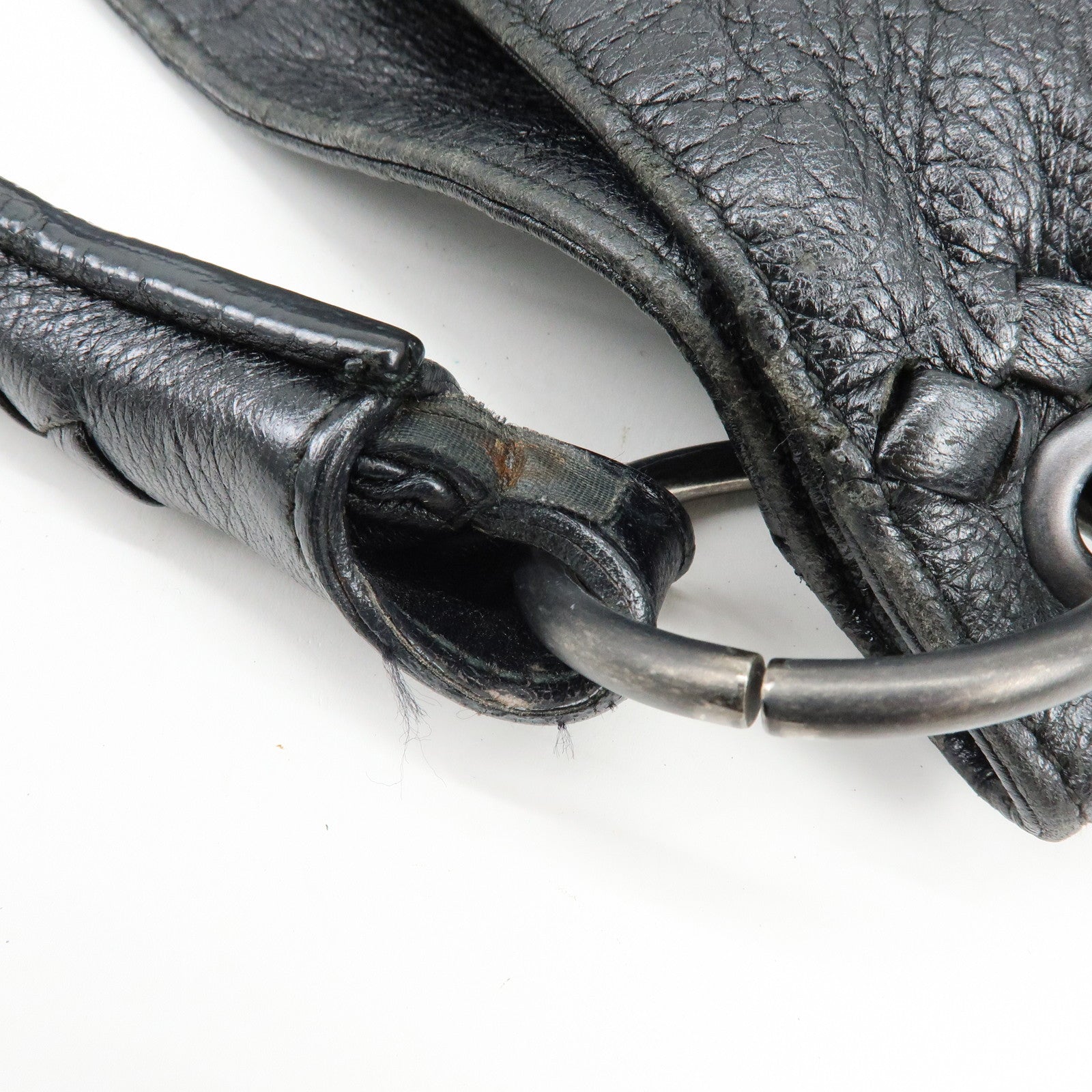 BOTTEGA VENETA Cervo Leather Shoulder Bag Hand Bag Black