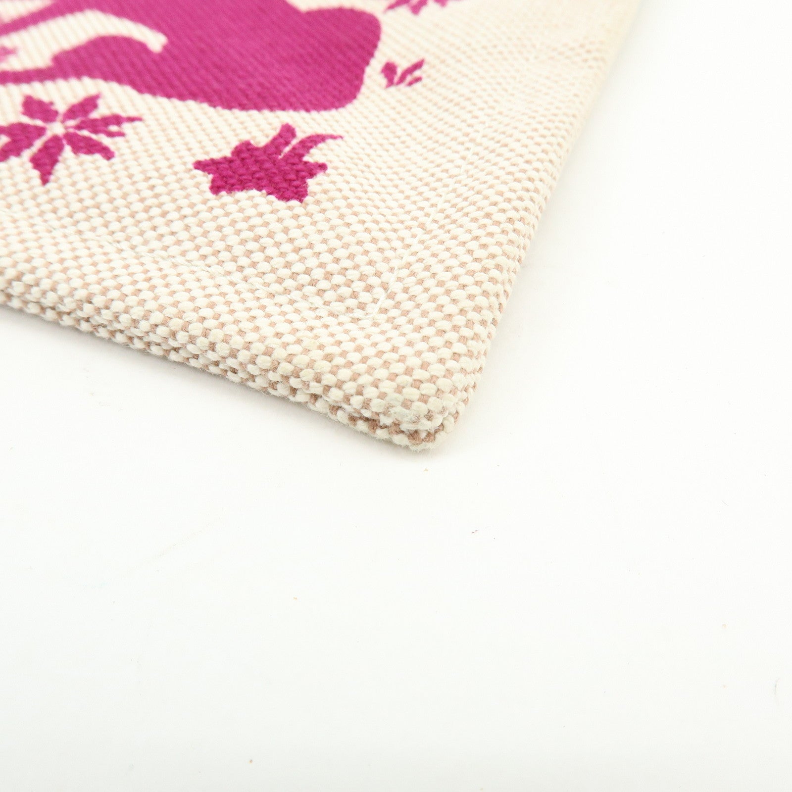 HERMES New Yachting PM Canvas Leather Flat Pouch Beige Purple