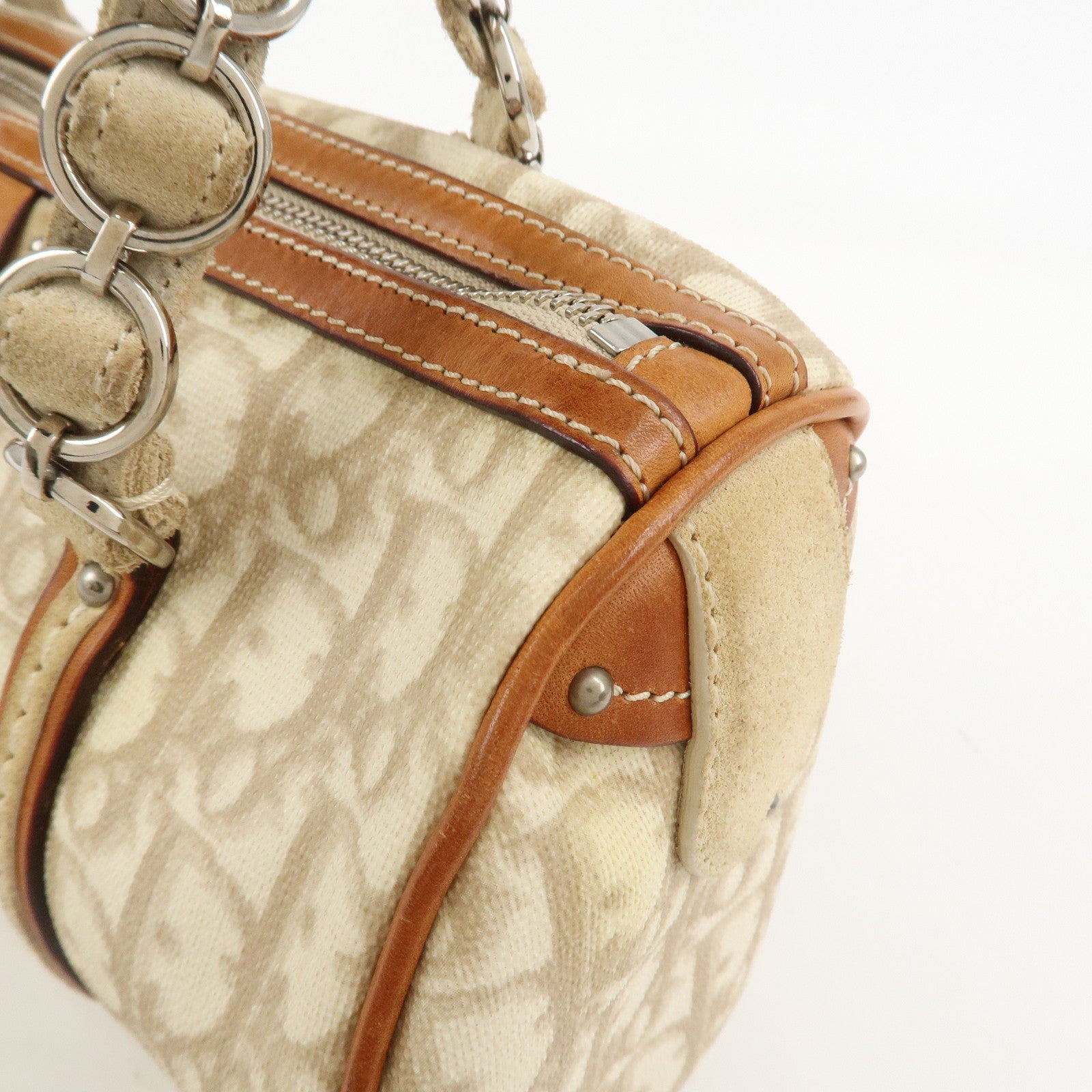 Christian Dior Romantic Trotter PVC Leather Hand Bag Beige