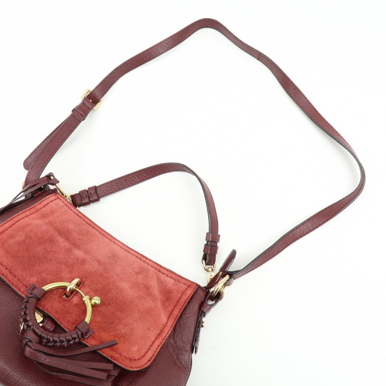 Chloe See By Chloe Joan Suede Leather 2Way Shoulder Bag Bordeaux