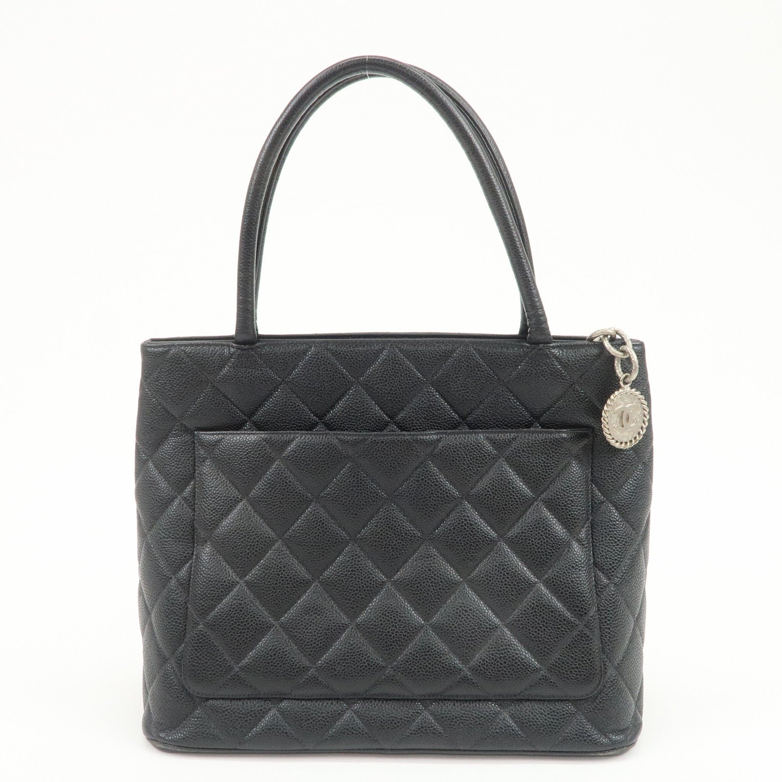 CHANEL Matelasse Caviarskin Medallion Tote Bag Hand Bag A01804