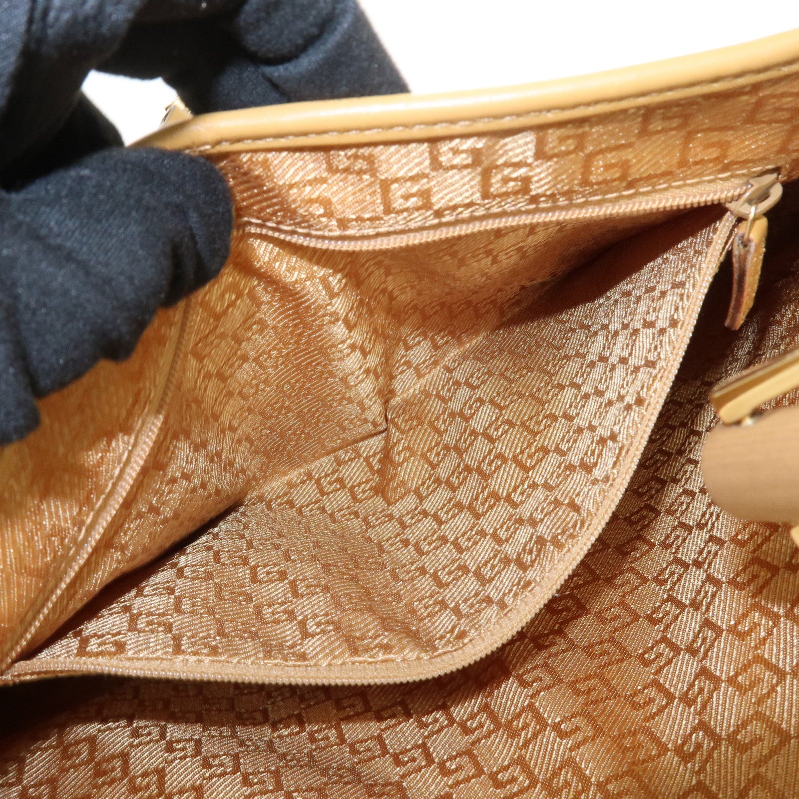 GUCCI Bamboo Suede Leather Shoulder Bag Orange 001・4060・002058