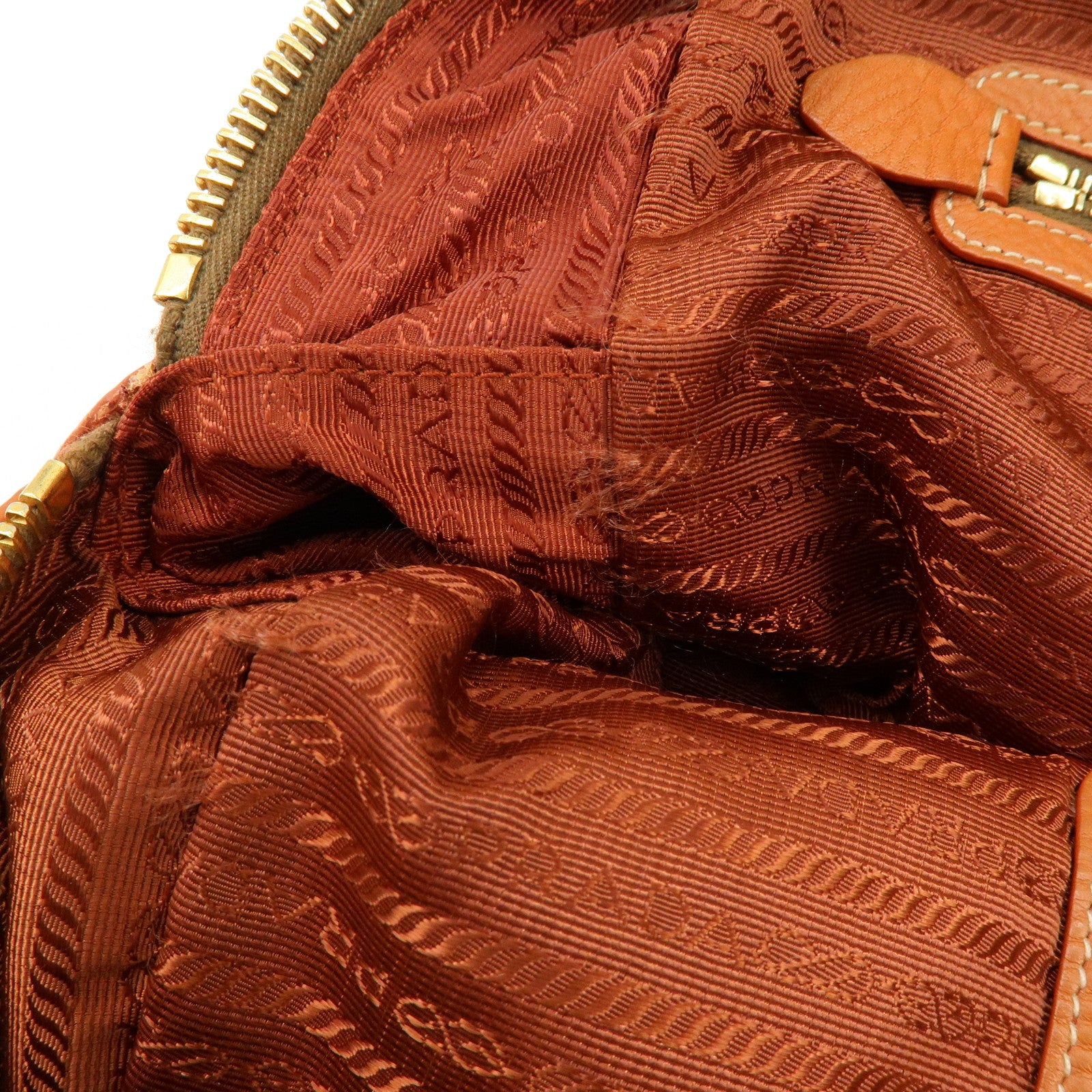 PRADA Leather 2Way Bag Hand Bag Shoulder Bag Light Brown BL0816