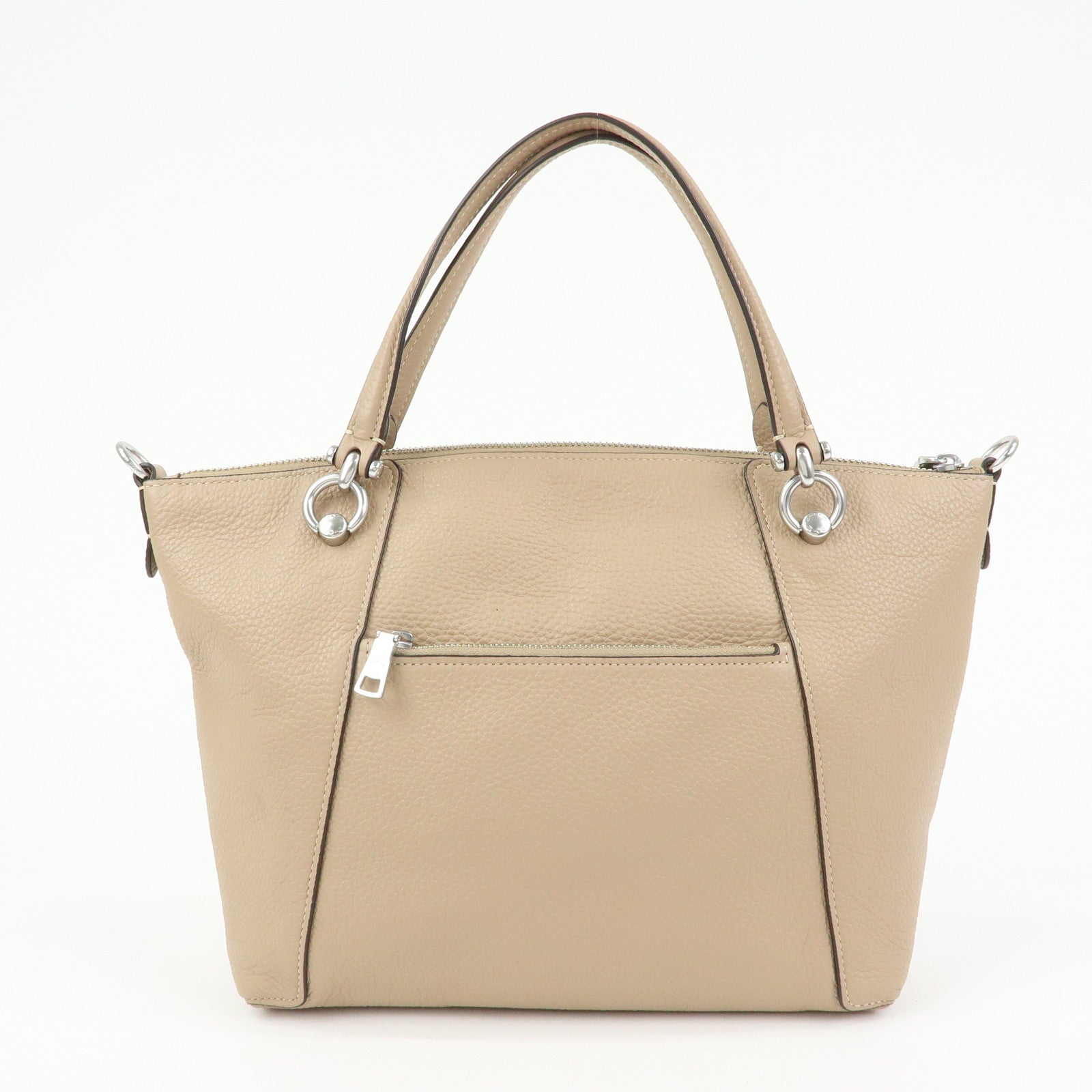COACH Kacey Satchel Leather 2Way Shoulder Bag Hand Bag Beige