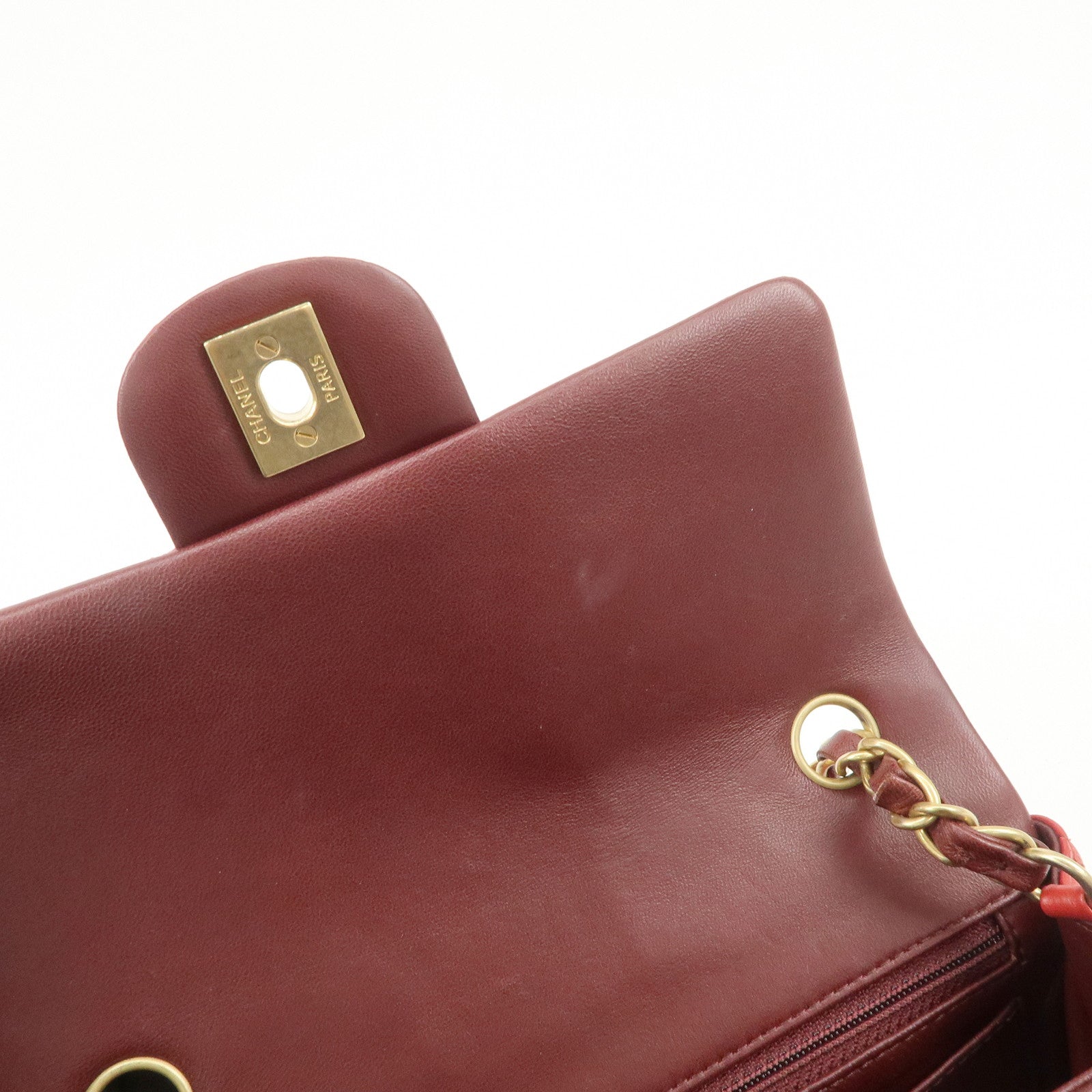 CHANEL Mini Matelasse Lamb Skin Chain Shoulder Bag Red A69900