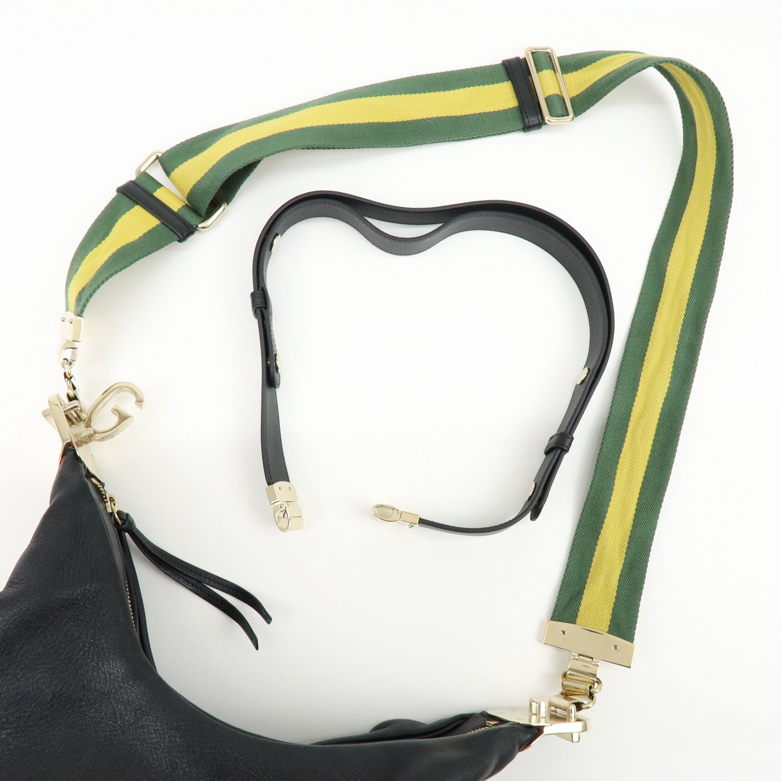 GUCCI Attache Leather Shoulder Bag Crossbody Bag Black 702823