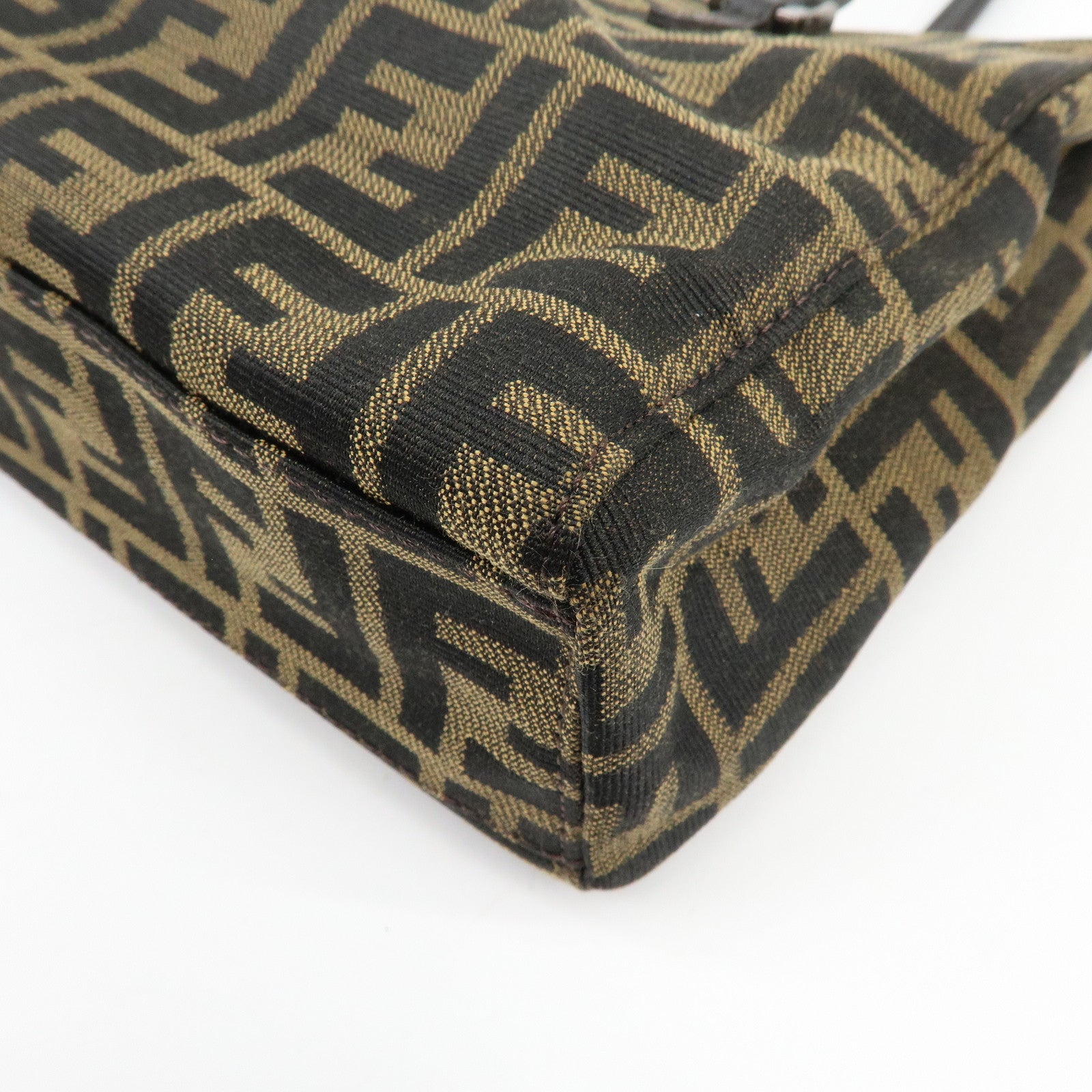 FENDI Zucca Canvas Leather Tote Bag Hand Bag Brown 8BH072