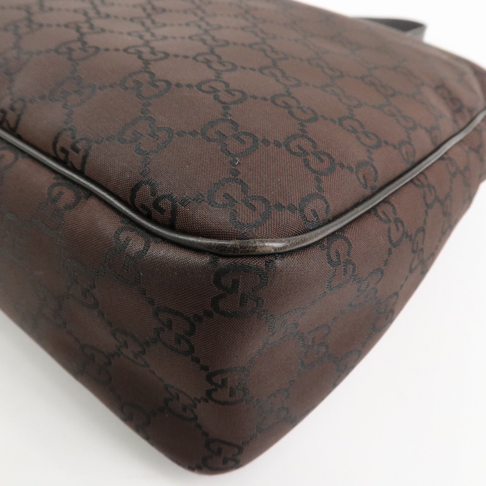 GUCCI GG Monogram Nylon Shoulder Bag Hand Bag Brown 264219