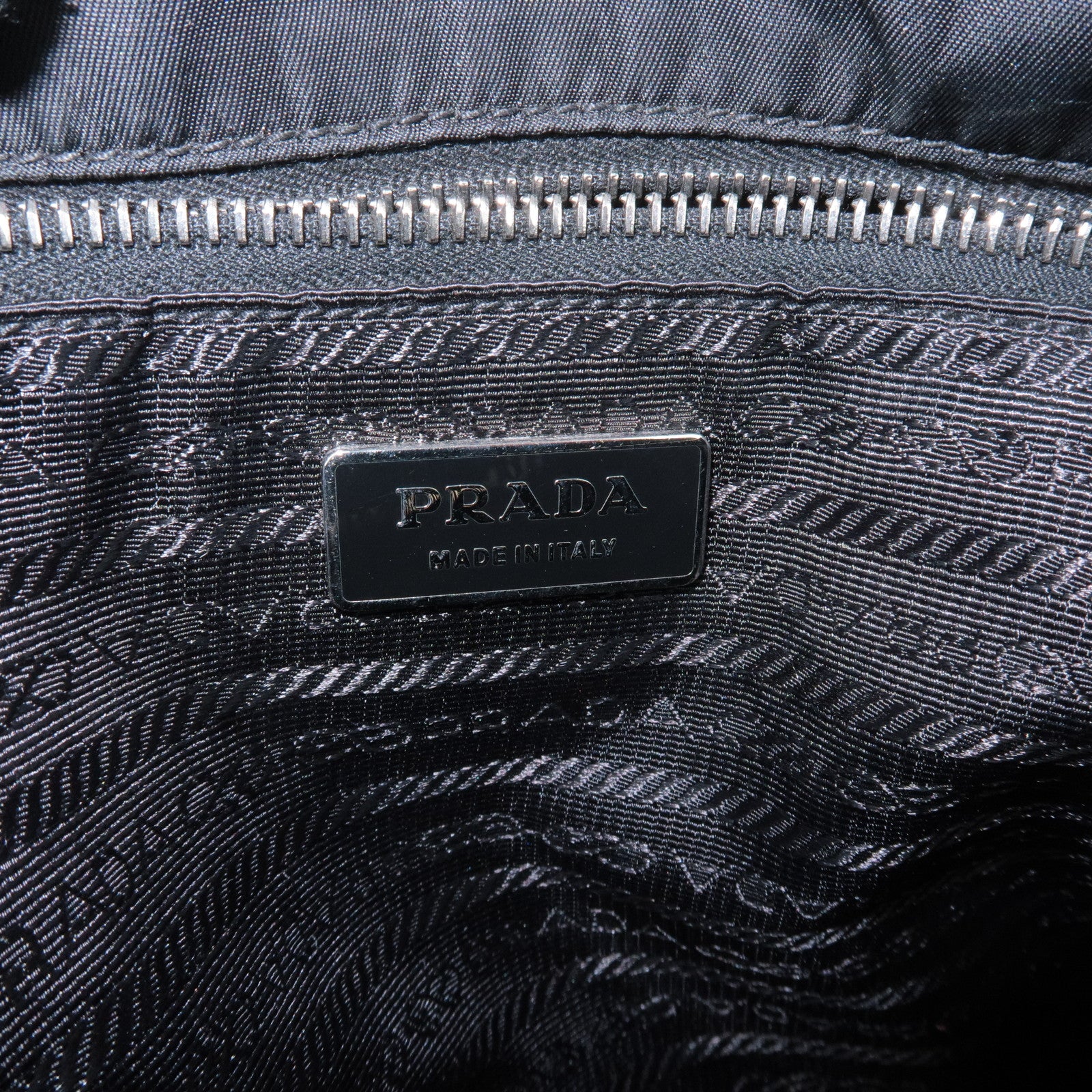 PRADA Triangel Logo Leather Nylon 2Way Bag Tote Bag Black BN1066