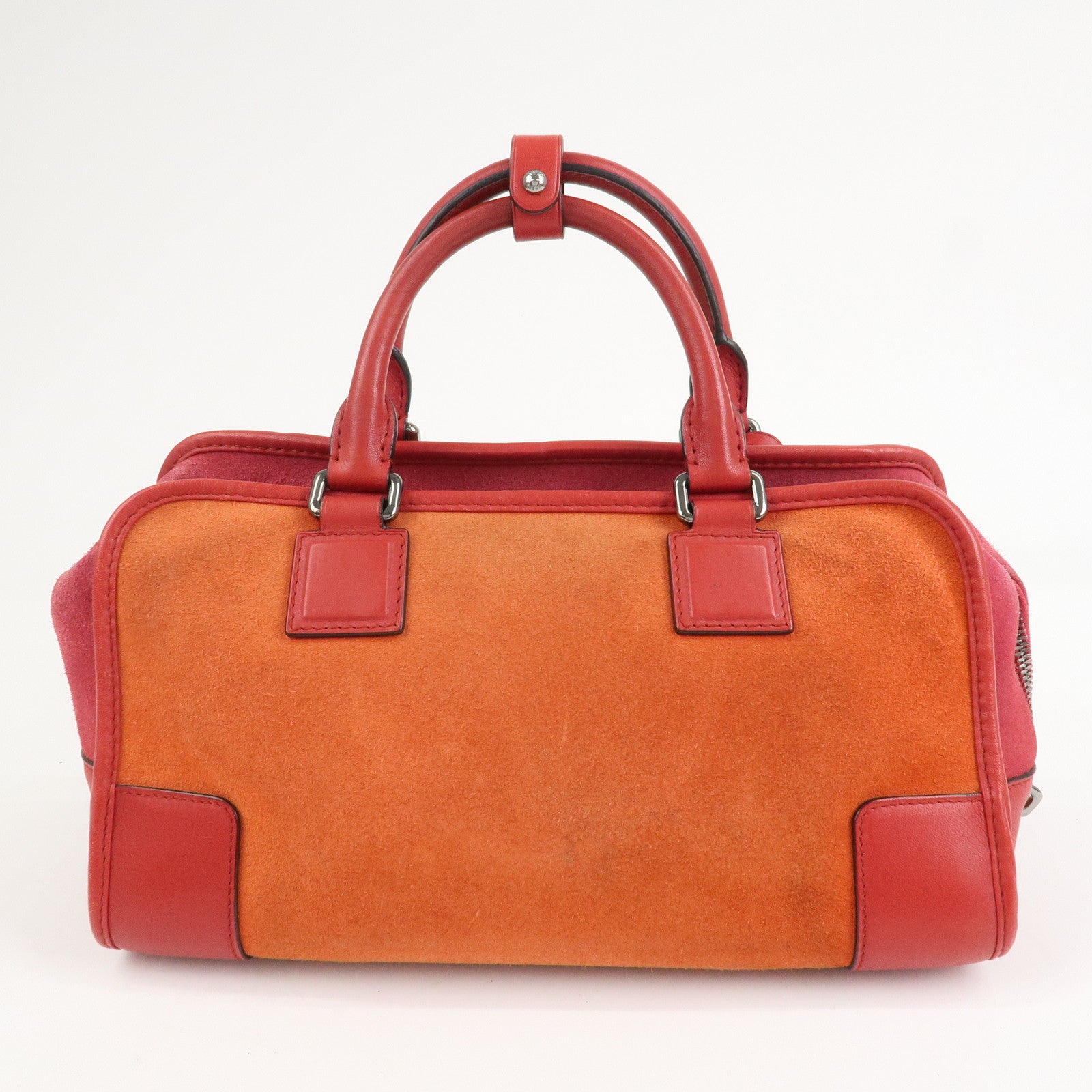 LOEWE Anagram Leather Suede Amazona 28 Hand Bag Orange Red