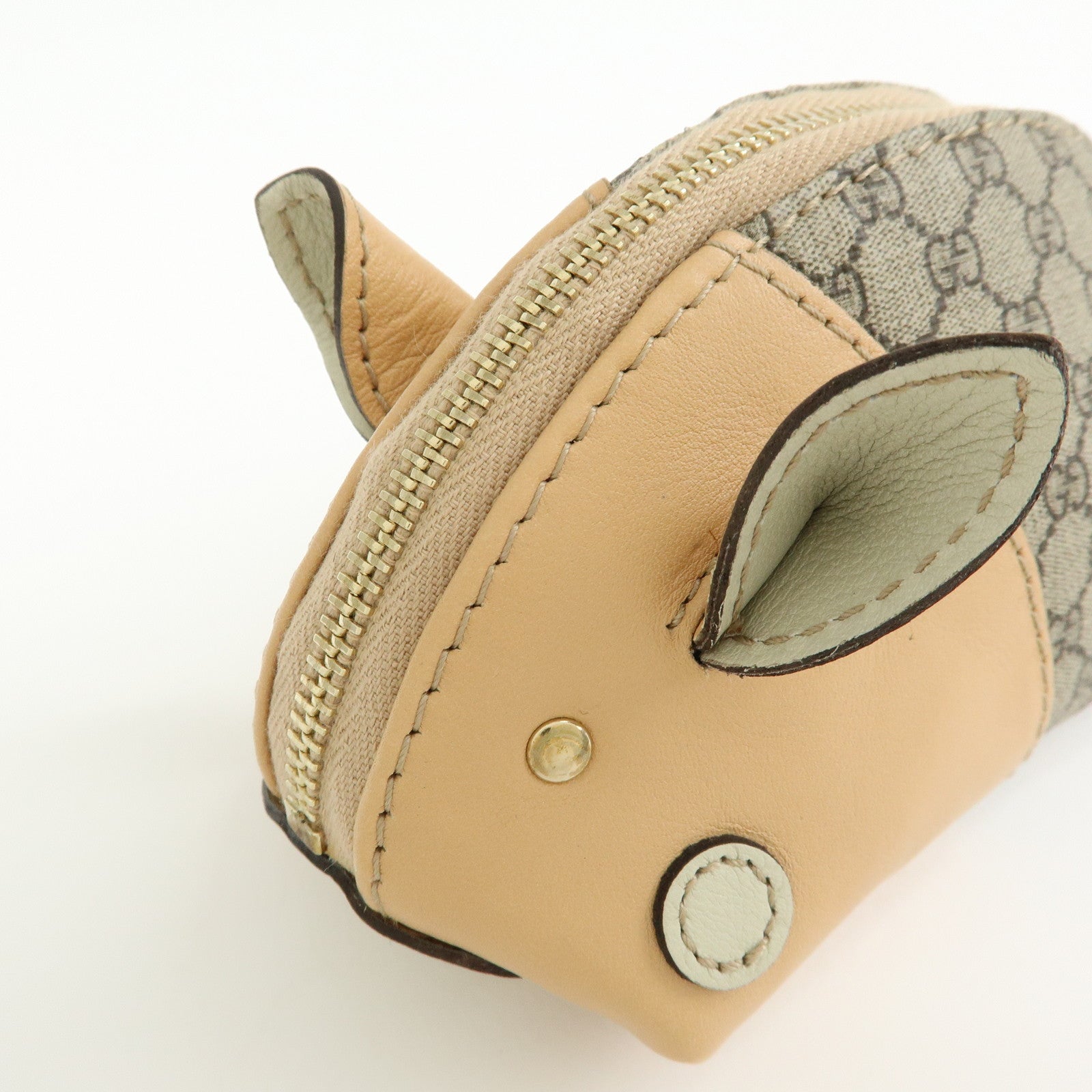 GUCCI GG Supreme Leather Pig Coin Case Purse Zoo Series 256866