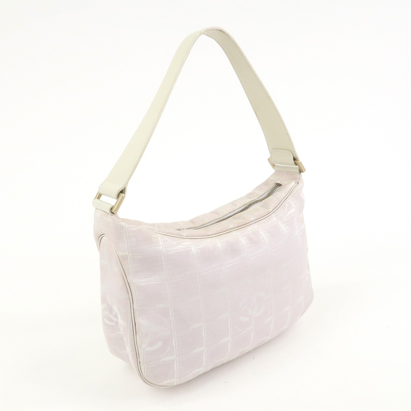 CHANEL New Travel Line Canvas Leather Shoulder Bag Hand Bag Pink