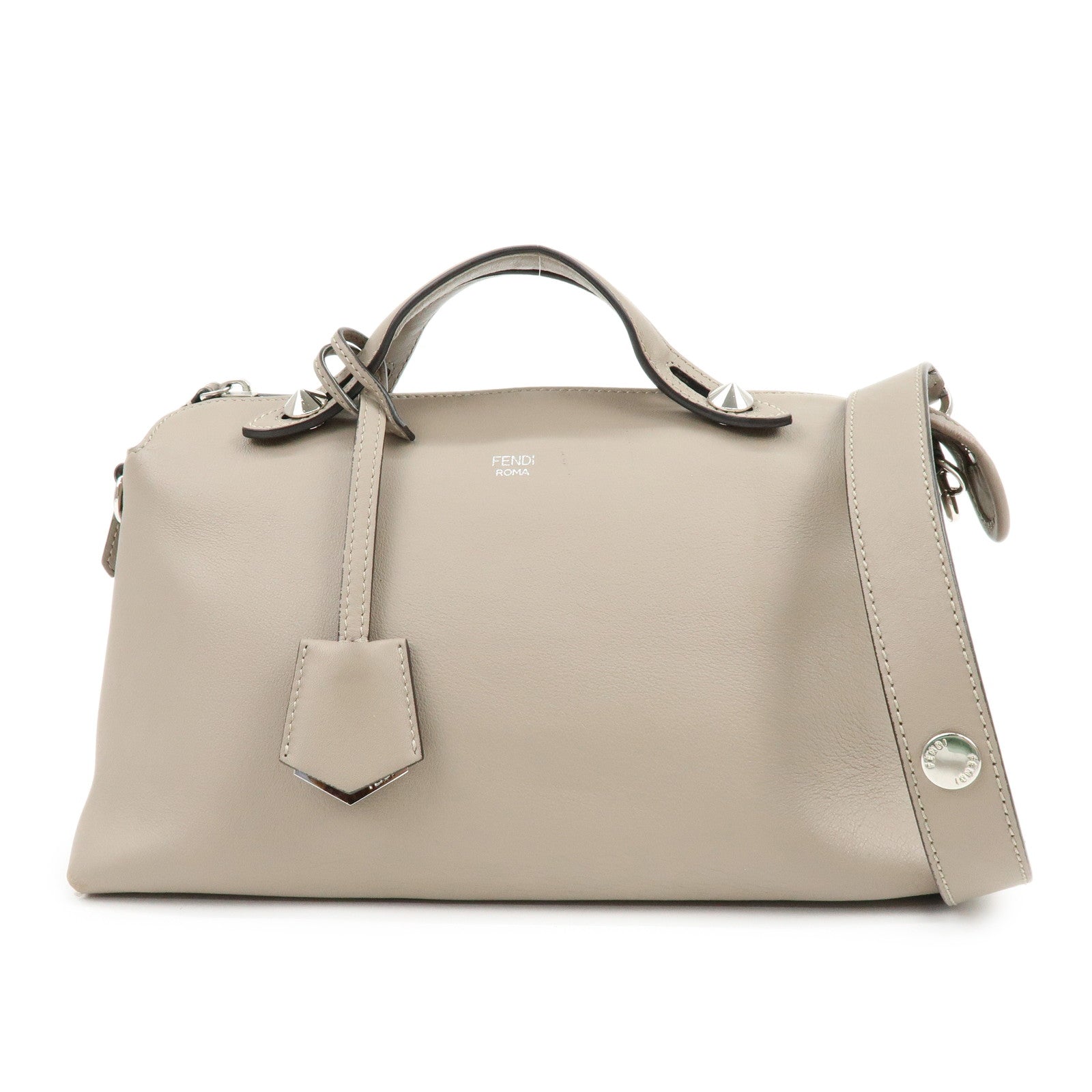 FENDI BY THE WAY Medium Leather 2Way Hand Bag Greige 8BL124