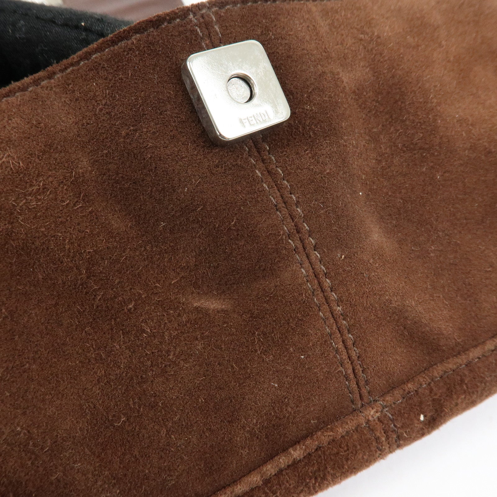 FENDI Suede Leather Shoulder Bag Hand Bag Brown 26568