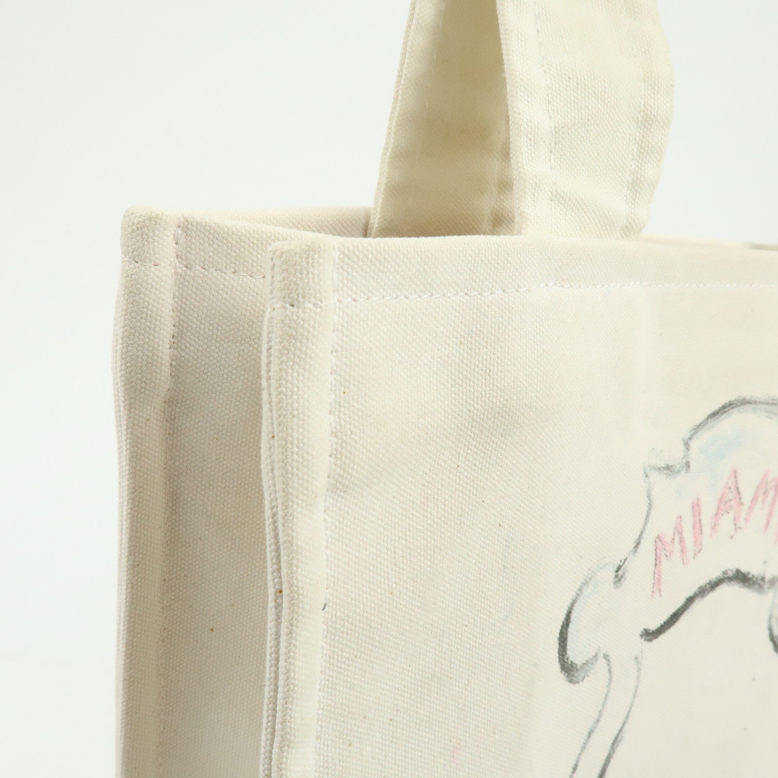CHANEL Cruise Line Miami Canvas Tote Bag Shoulder Bag White A46069