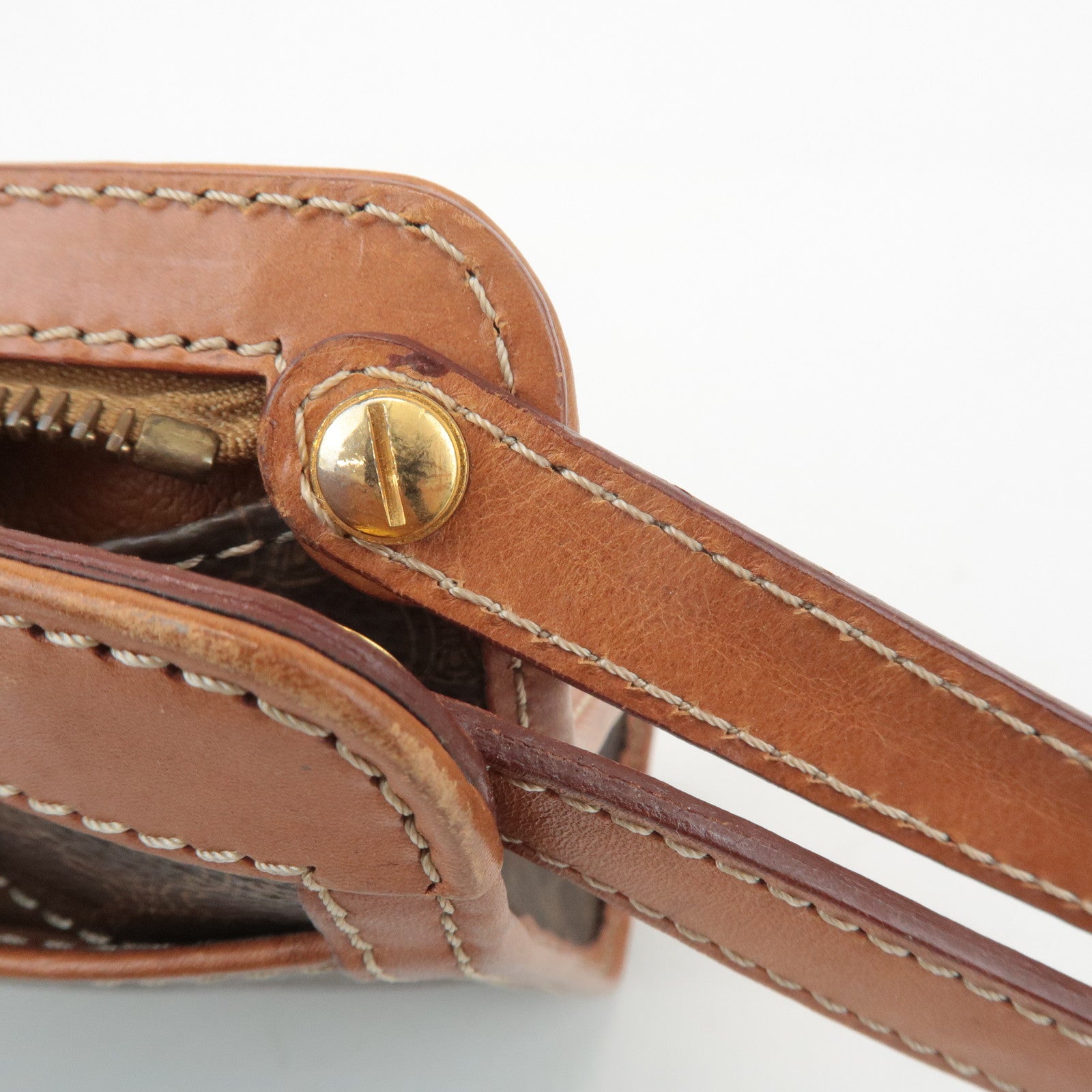 CELINE Macadam PVC Leather Clutch Bag Second Bag Brown