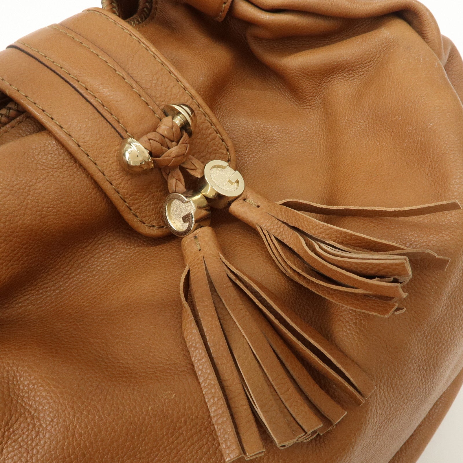 GUCCI Marrakech Leather Shoulder Bag Hand Bag Brown 257029 Used