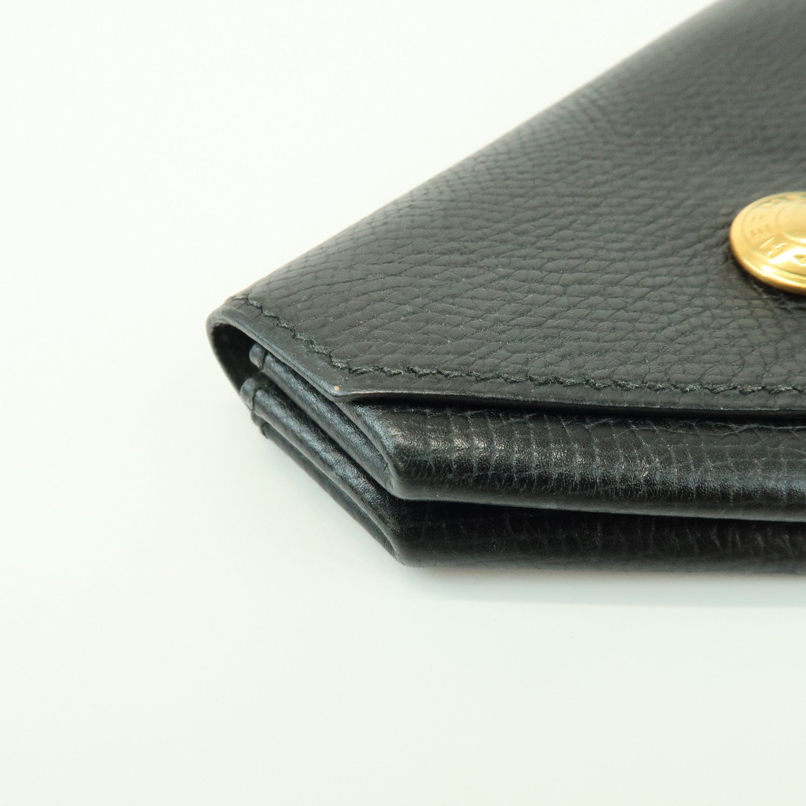 HERMES Logo Chevrelle Coin Case Coin Purse 〇S Stamped Black