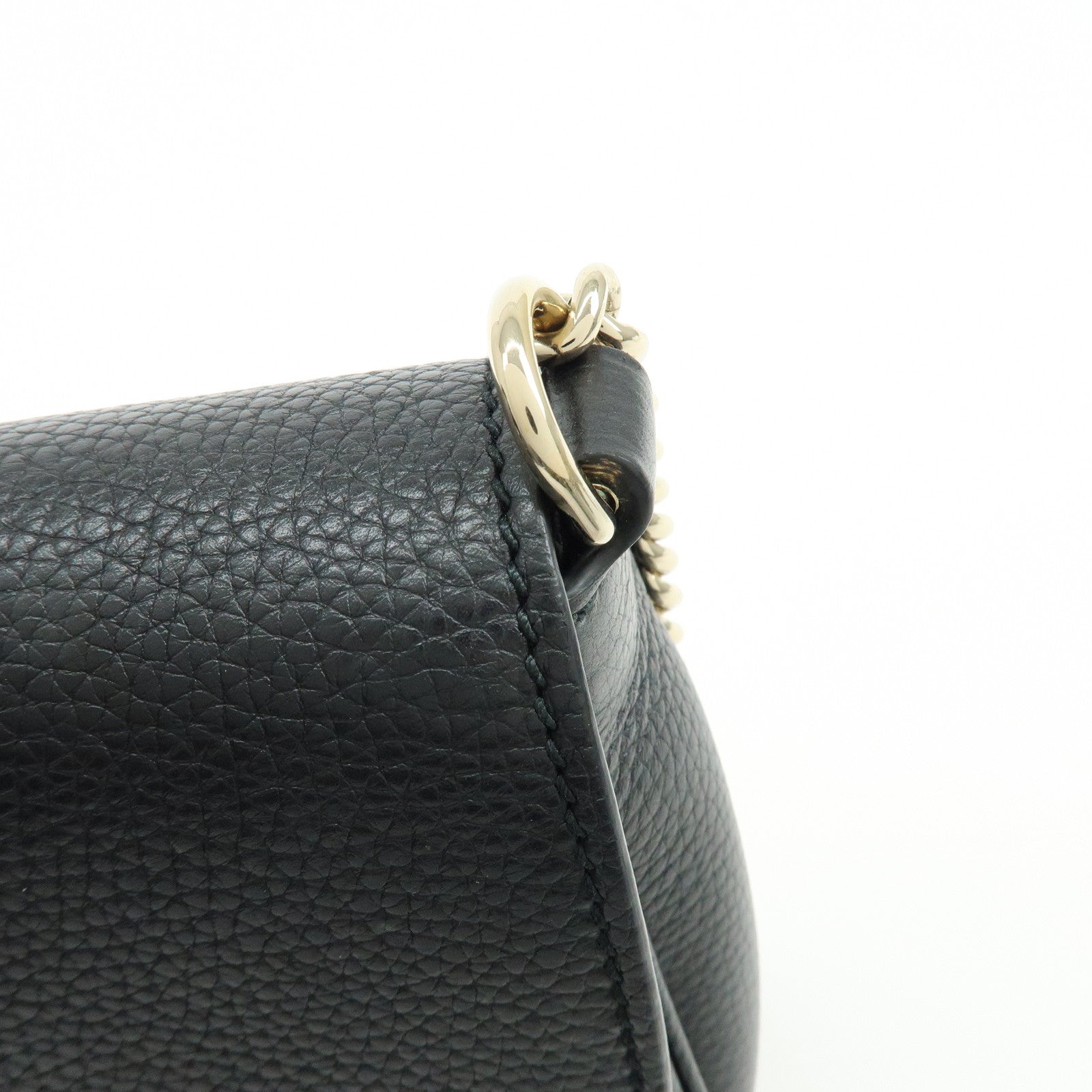 GUCCI SOHO Calf Leather Chain Shoulder Crossbody Bag Black 536224