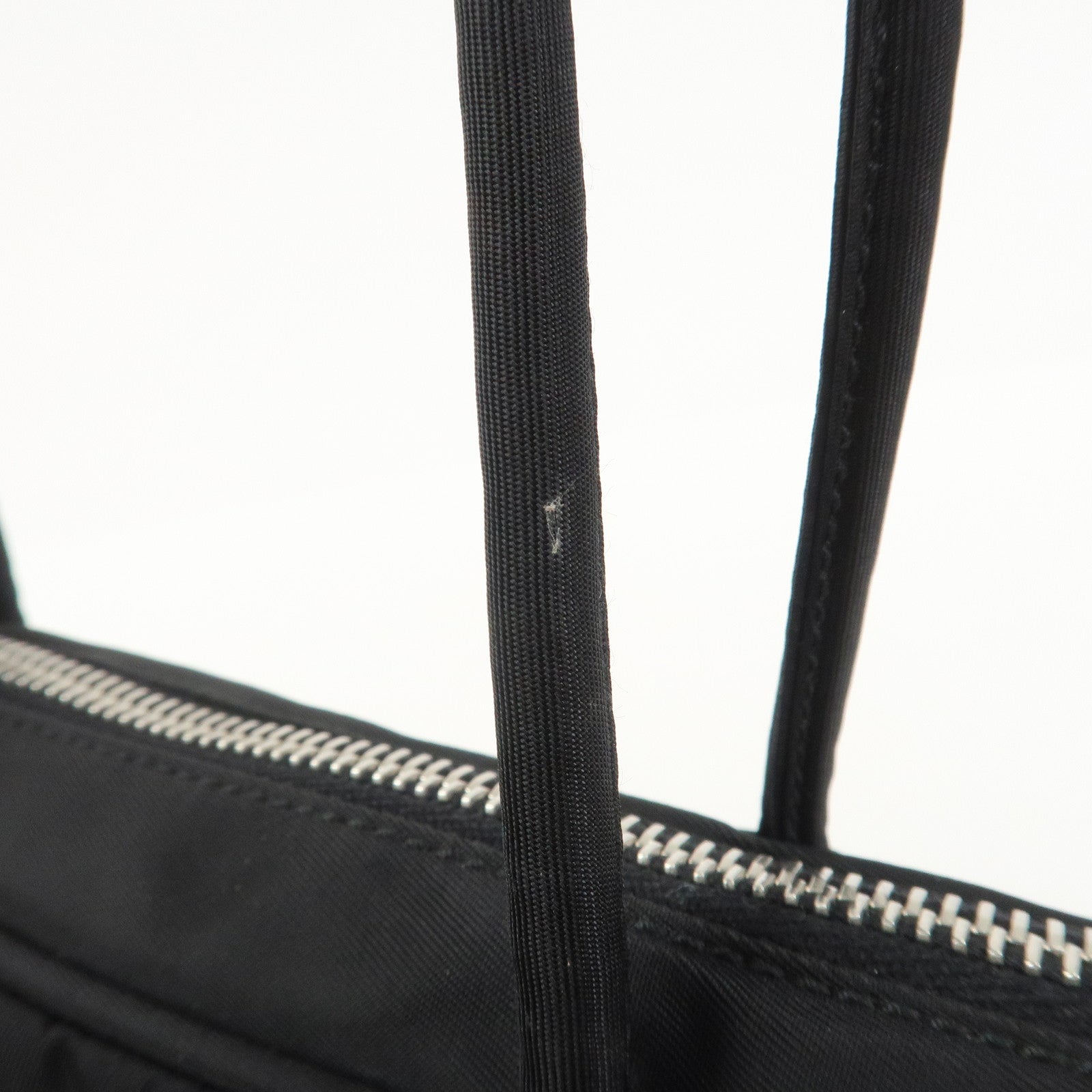 PRADA Triangle Logo Nylon Leather Hand Bag Black BN0531